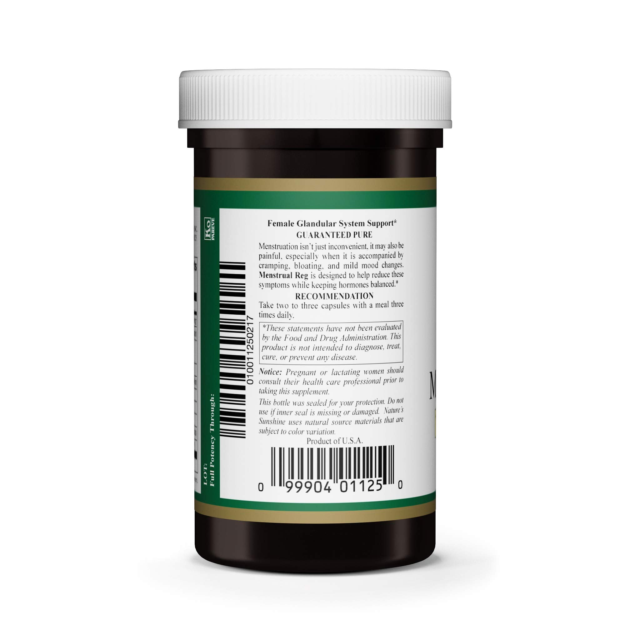 Nature's Sunshine Menstrual Reg — ingrédients naturels pour un cycle plus équilibré.