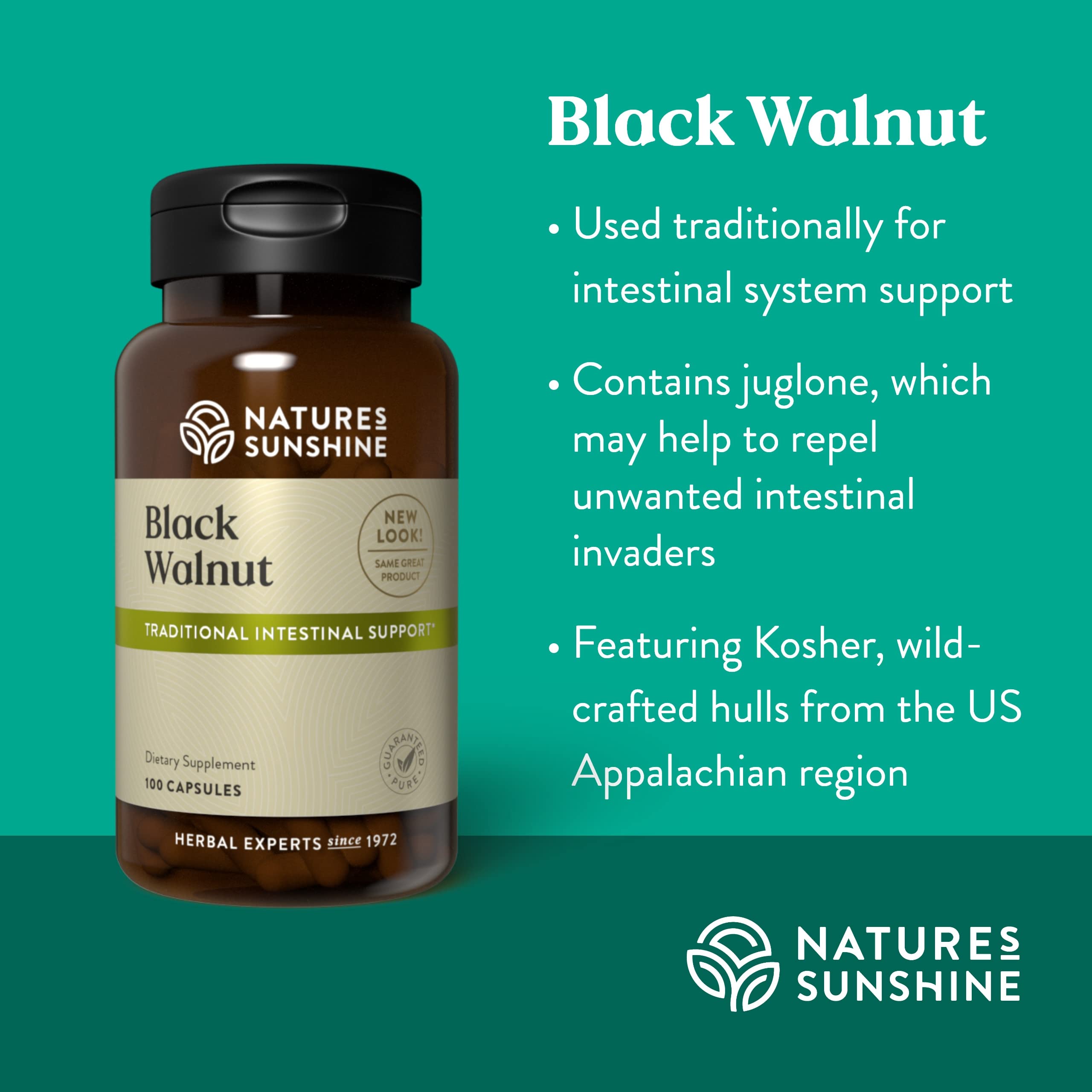 Contenu des gélules Nature's Sunshine Noix Noire – ingrédient unique