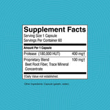 Étiquette claire du produit Nature's Sunshine Protease avec informations utiles.