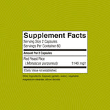 Étiquette Nature's Sunshine Riz Rouge Fermenté – emballage clair indiquant le dosage 1140 mg