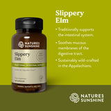 Nature's Sunshine Slippery Elm, capsules visibles, ingestion facile pour l'usage quotidien.