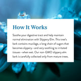 Nature's Sunshine Slippery Elm, présentation professionnelle, facilité d'intégration à une routine bien-être.
