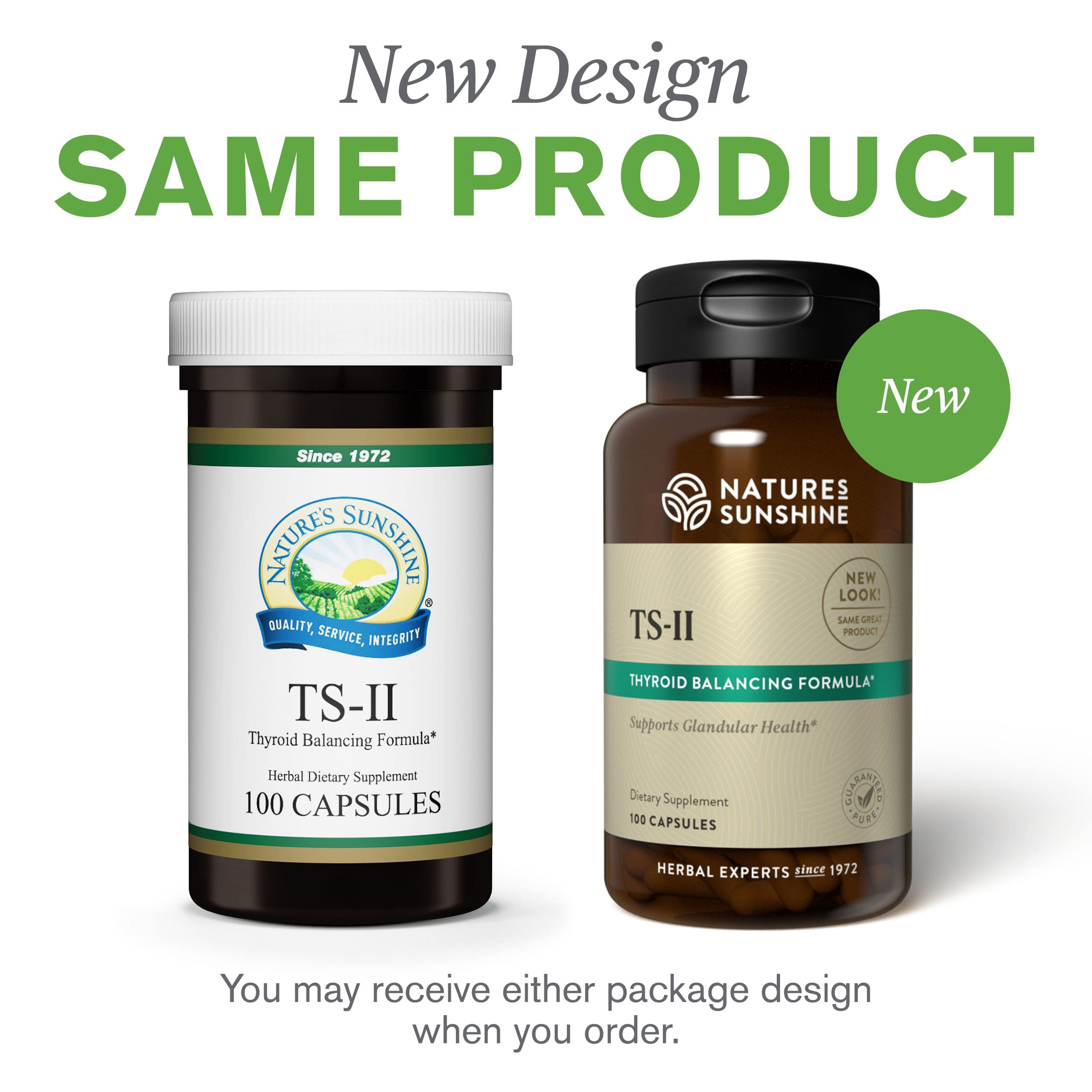 Nature's Sunshine TS II etiquette-produit: emballage clair affichant les bénéfices potentiels