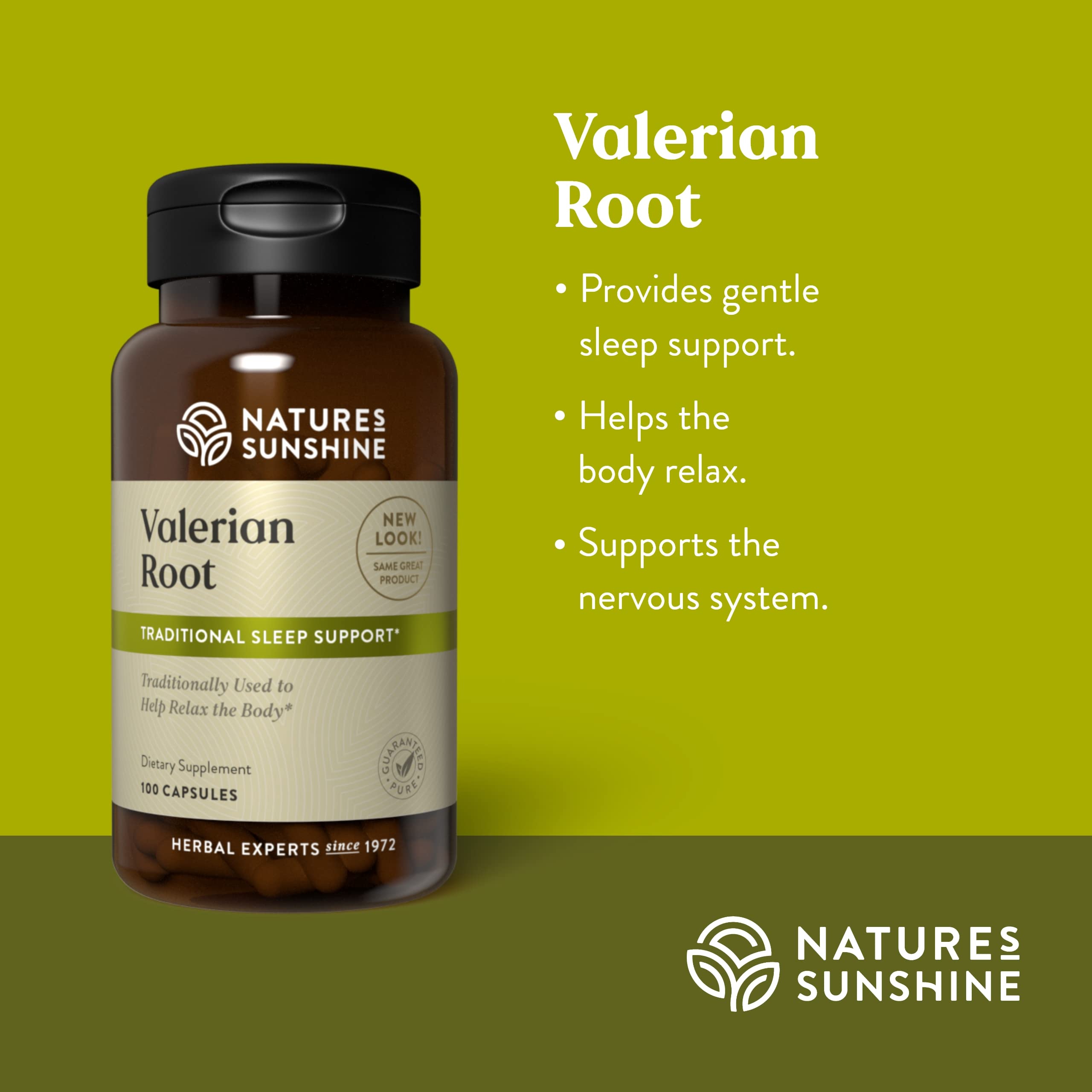 Nature's Sunshine Valerian Root – capsules faciles à prendre pour une routine du soir.
