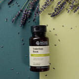 Nature's Sunshine Valerian Root – étiquette lisible facilitant l’usage potentiel.