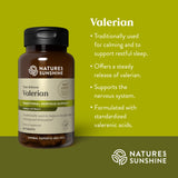 Nature's Sunshine valeriane - capsules visibles soutiennent sommeil relaxation.