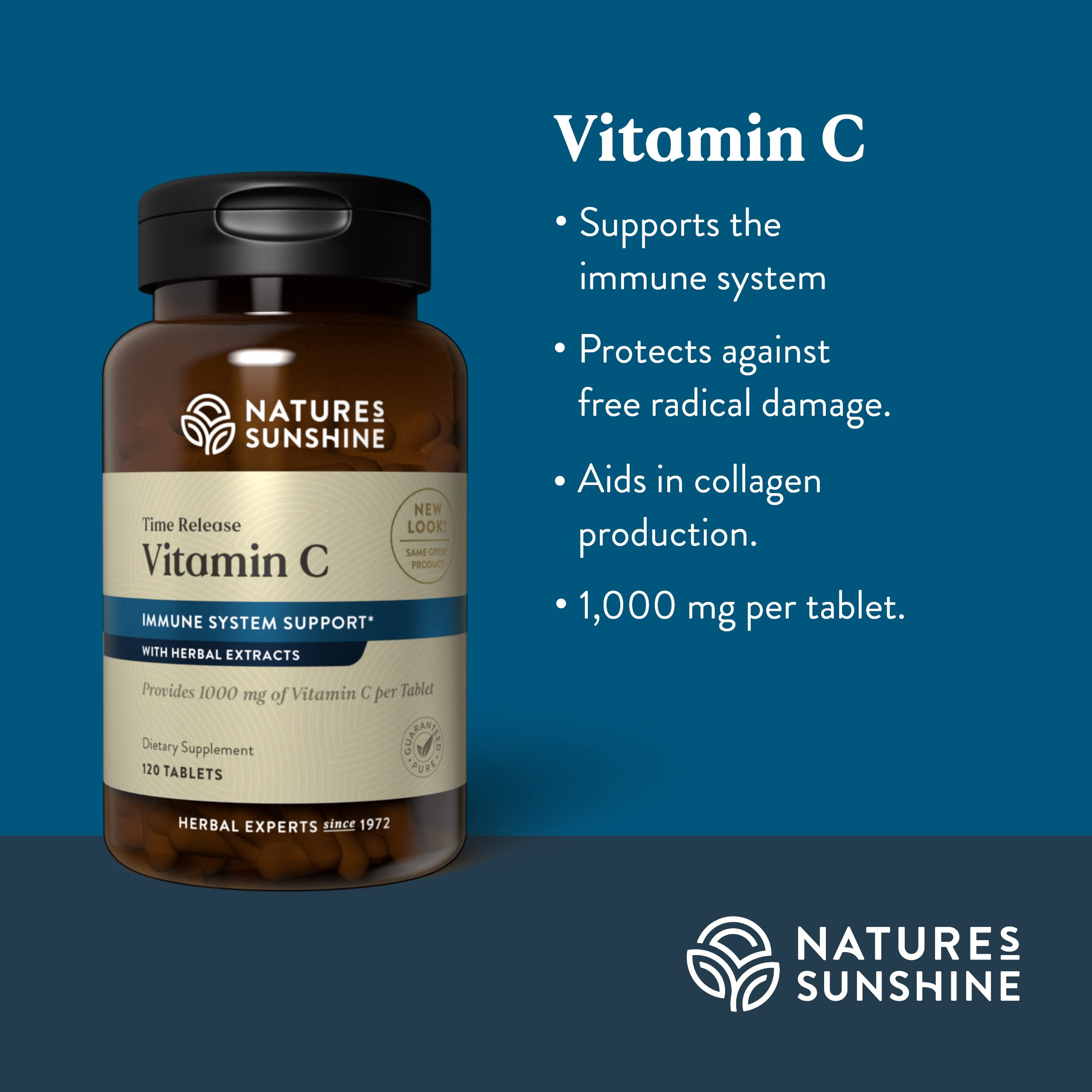 Nature's Sunshine Vitamine C Time Release - Dosage quotidien: apport en vitamine C par comprimé.
