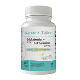 Nature's Trove Mélatonine-L-Theanine, bouteille avec capsules faciles à avaler pour le sommeil.