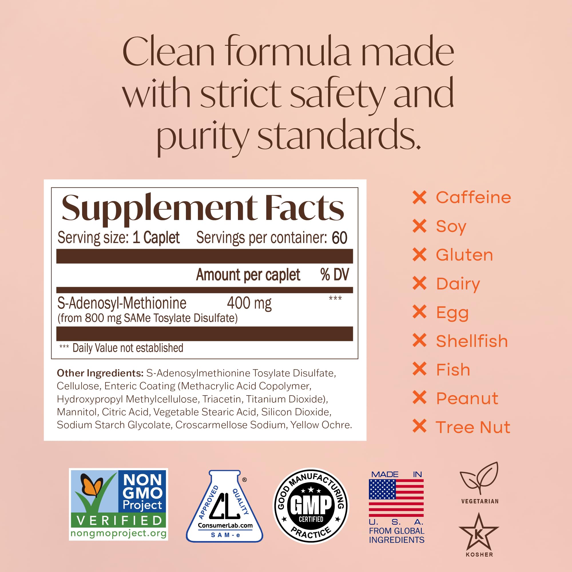 Nature's Trove SAM-e 400 mg caplets pour utilisation quotidienne pratique