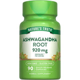 Nature's Truth Ashwagandha capsules près de la bouteille, soutien au bien‑être potentiel.