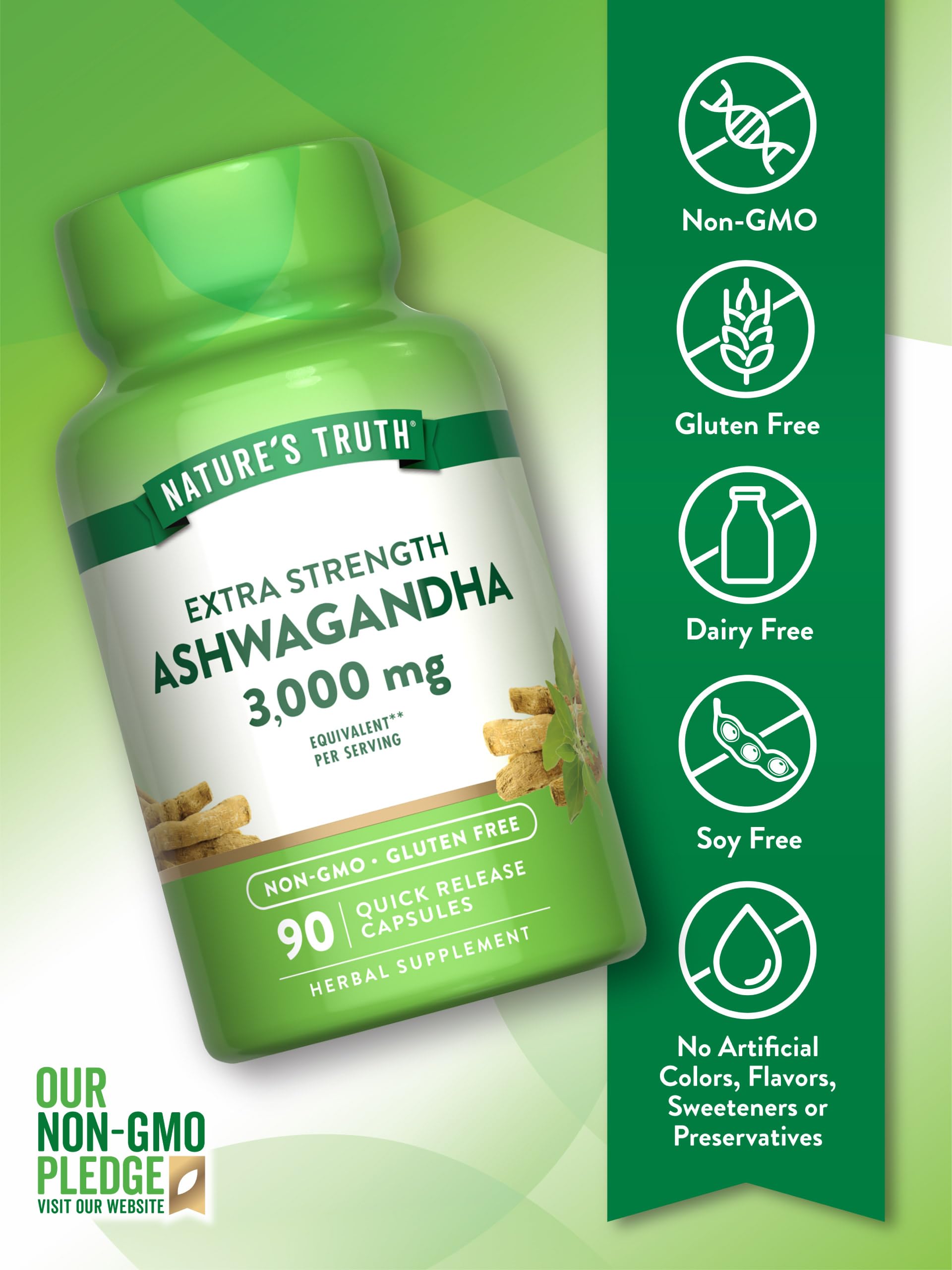Nature's Truth Ashwagandha capsules avec poivre noir pour meilleure assimilation.