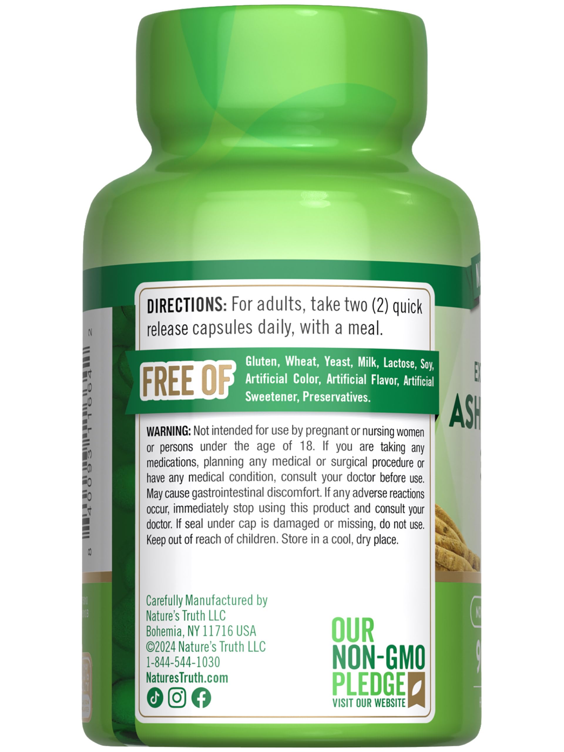 Nature's Truth Ashwagandha capsules: usage quotidien pratique et sûr.