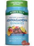 Gommes Ashwagandha Nature's Truth dans un bocal, saveur tropicale, pratique au quotidien.