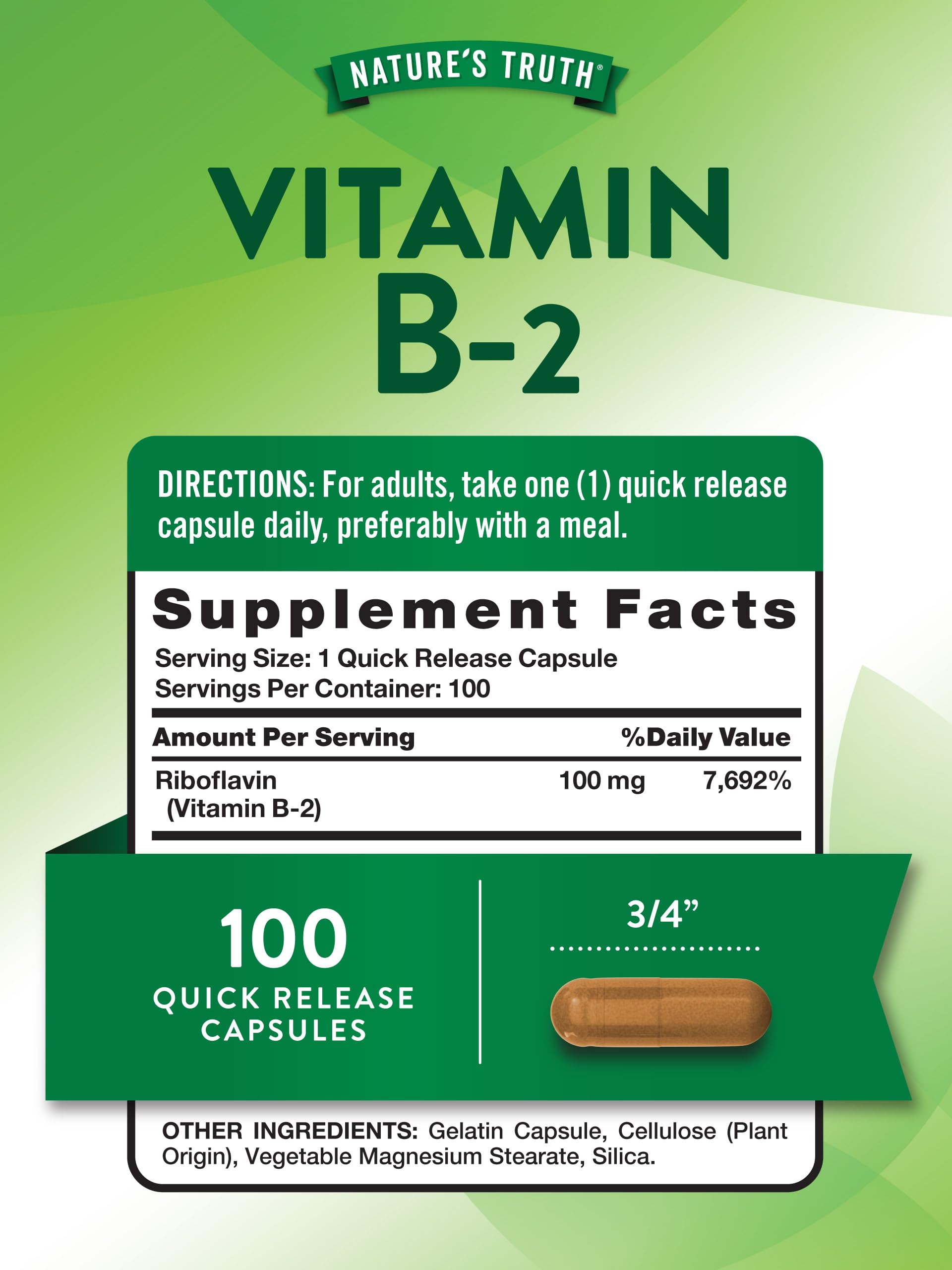 Nature's Truth B2 Vitamine - gélules: prise facile lors du petit-déjeuner