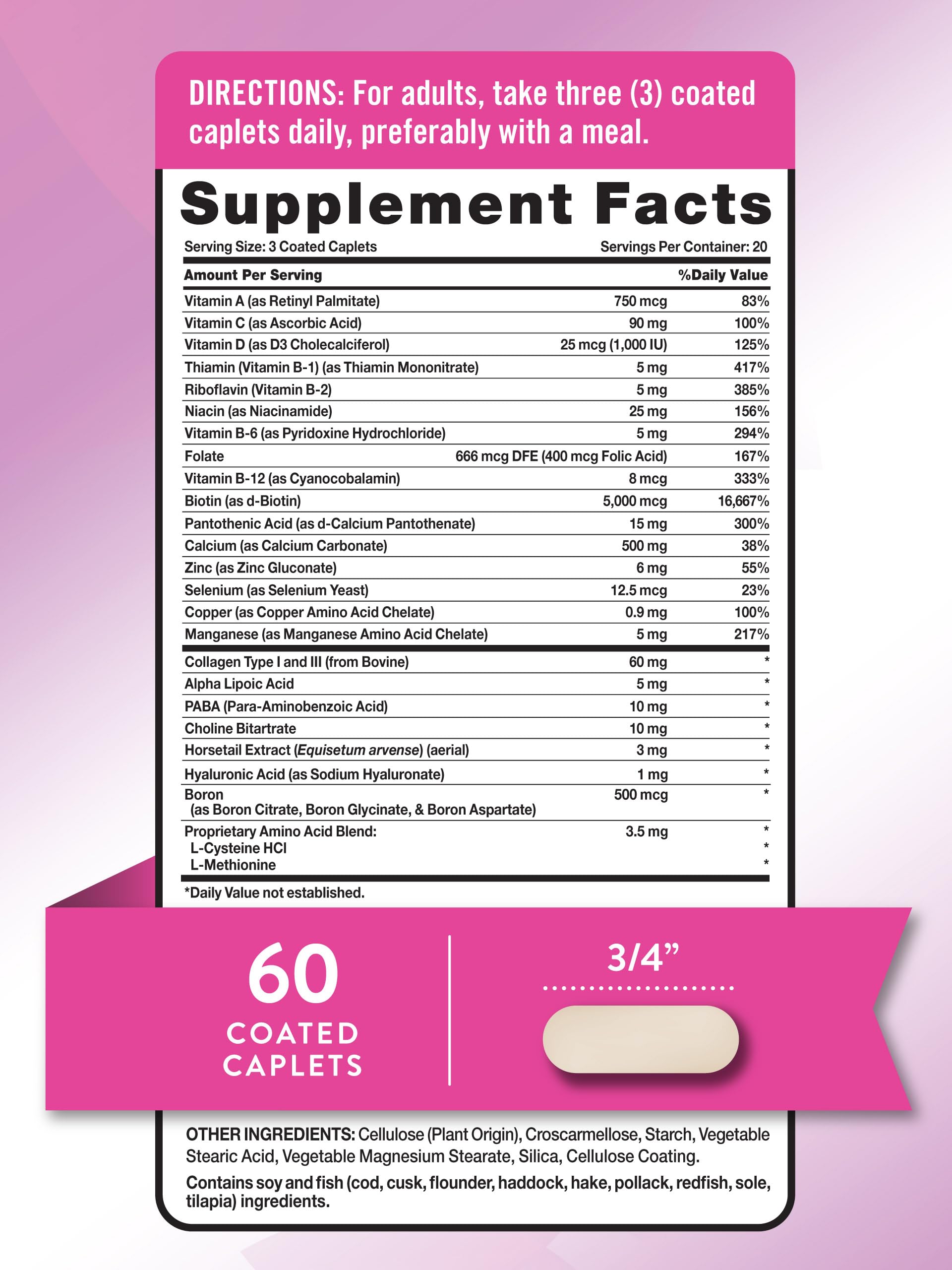 Biotine Nature's Truth 5000mcg caplets – soutien potentiel cheveux forts