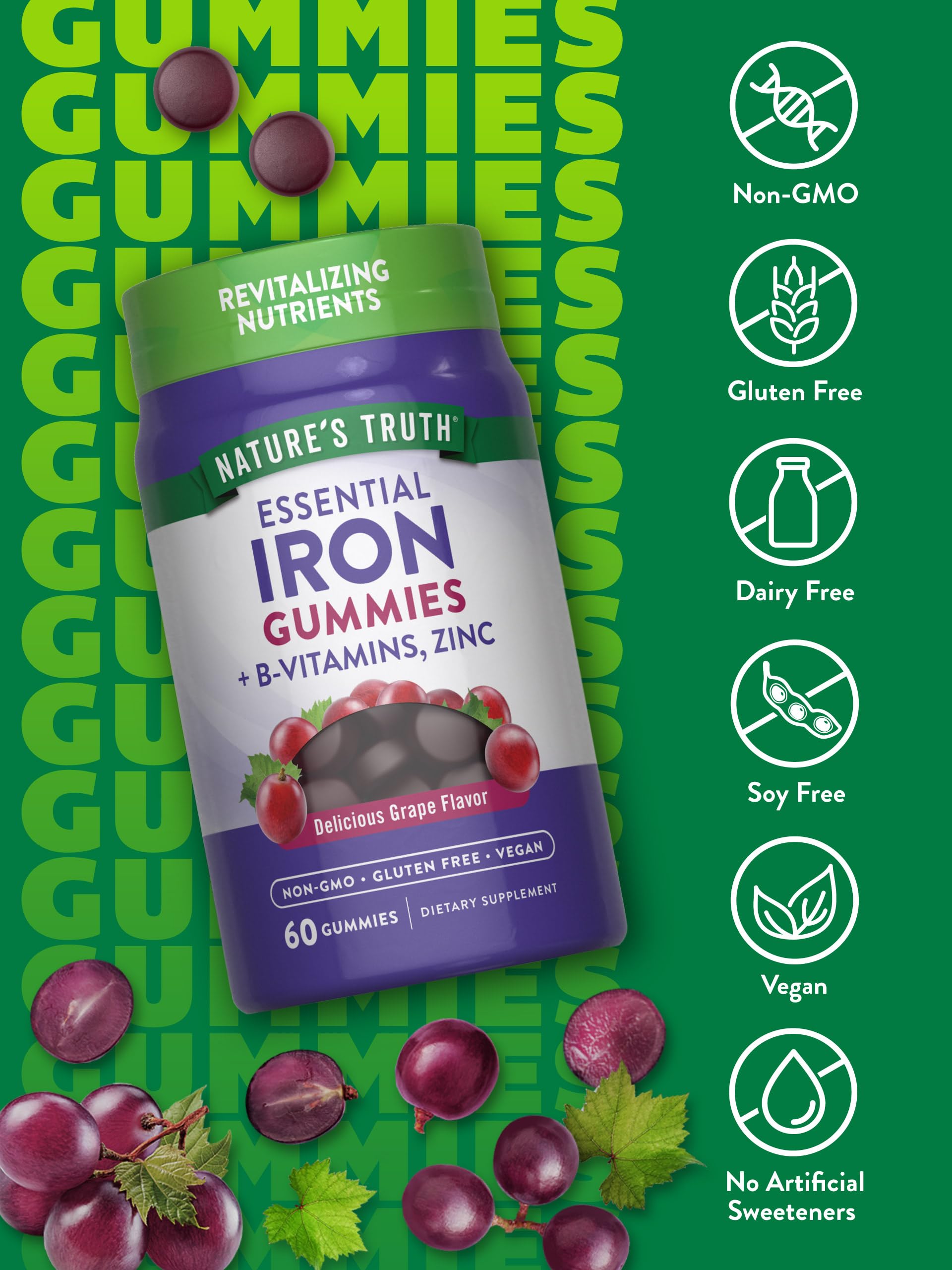Nature's Truth bonbons gelifies fer saveur raisin experience agreable