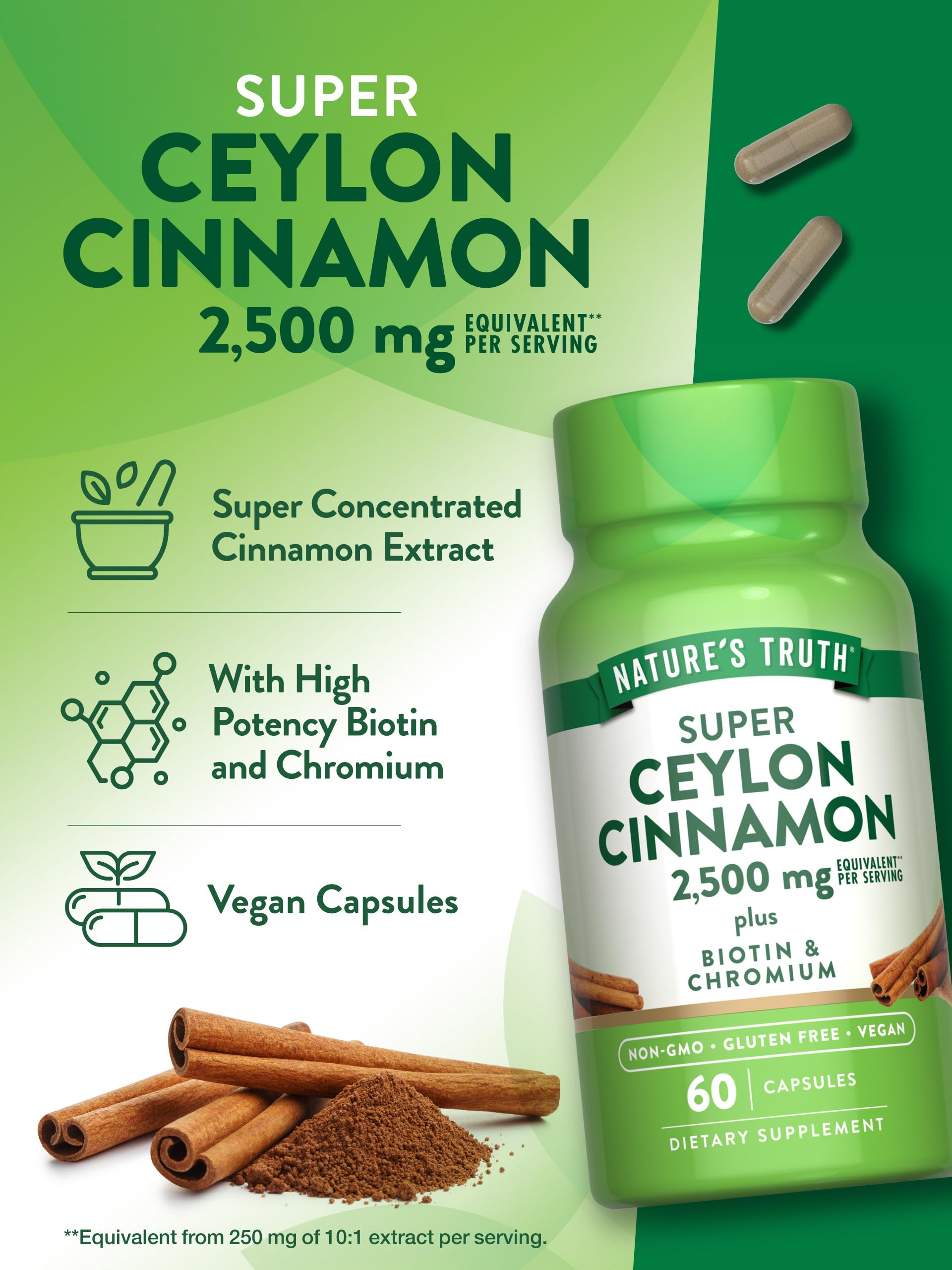 Nature's Truth cannelle Ceylon capsules vegan sans OGM