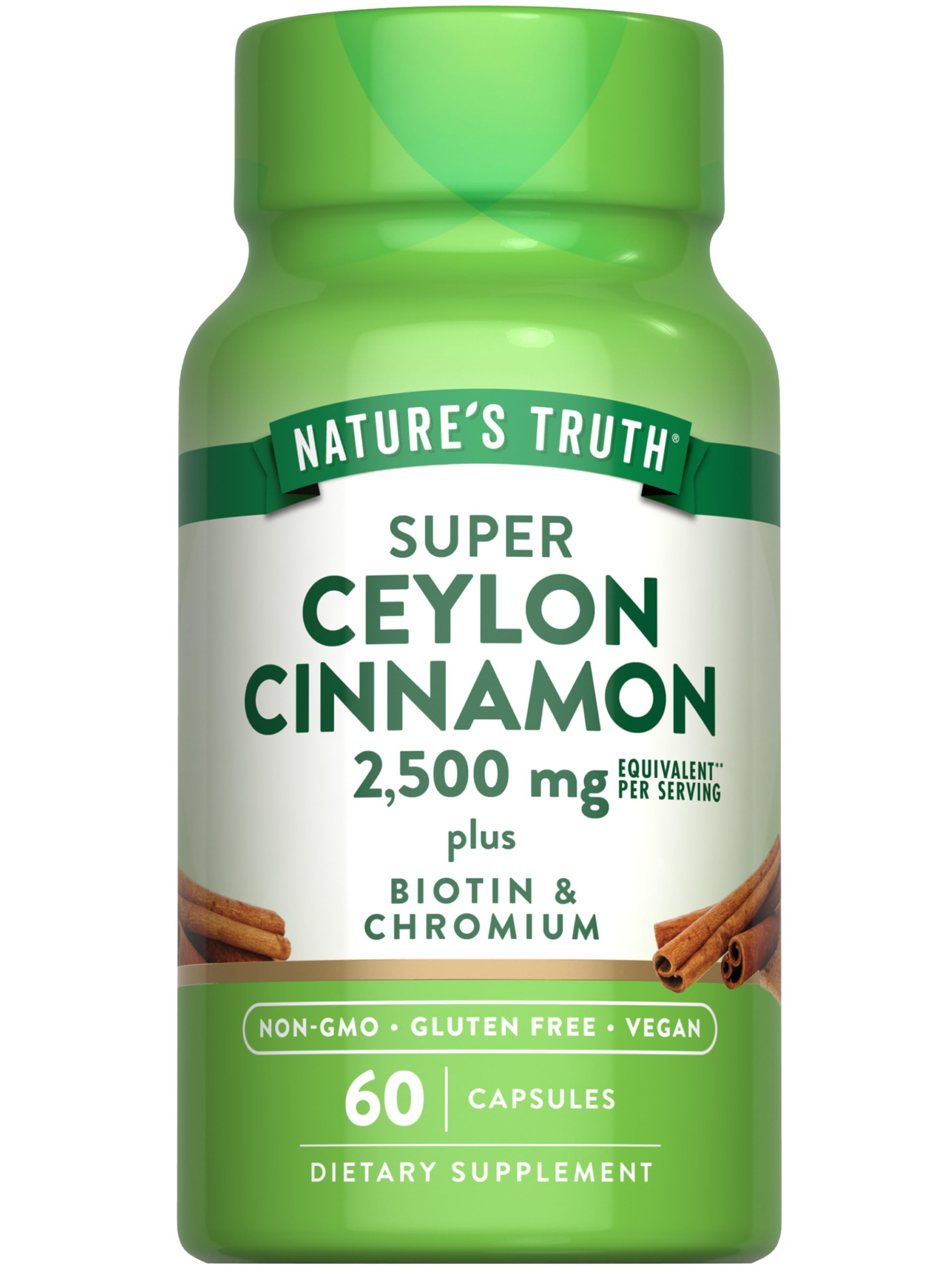 Nature's Truth cannelle Ceylon capsules en bouteille, soutien potentiel à la circulation