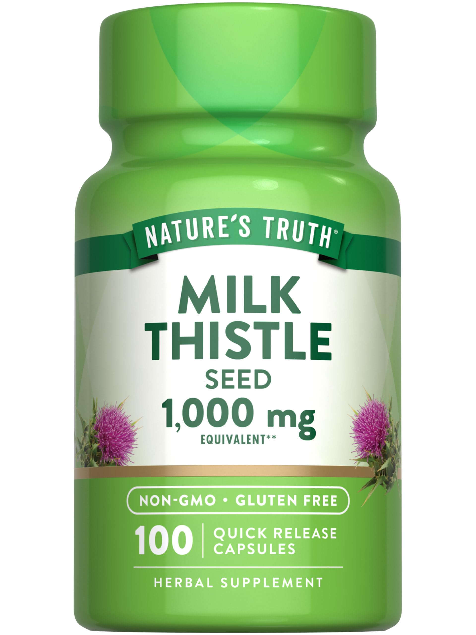 Nature's Truth chardon-marie extrait bouteille, phytonutriments naturels pour une routine bien-être