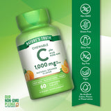 Closeup of Nature's Truth chewable vitamin C with rose hips tablet.
