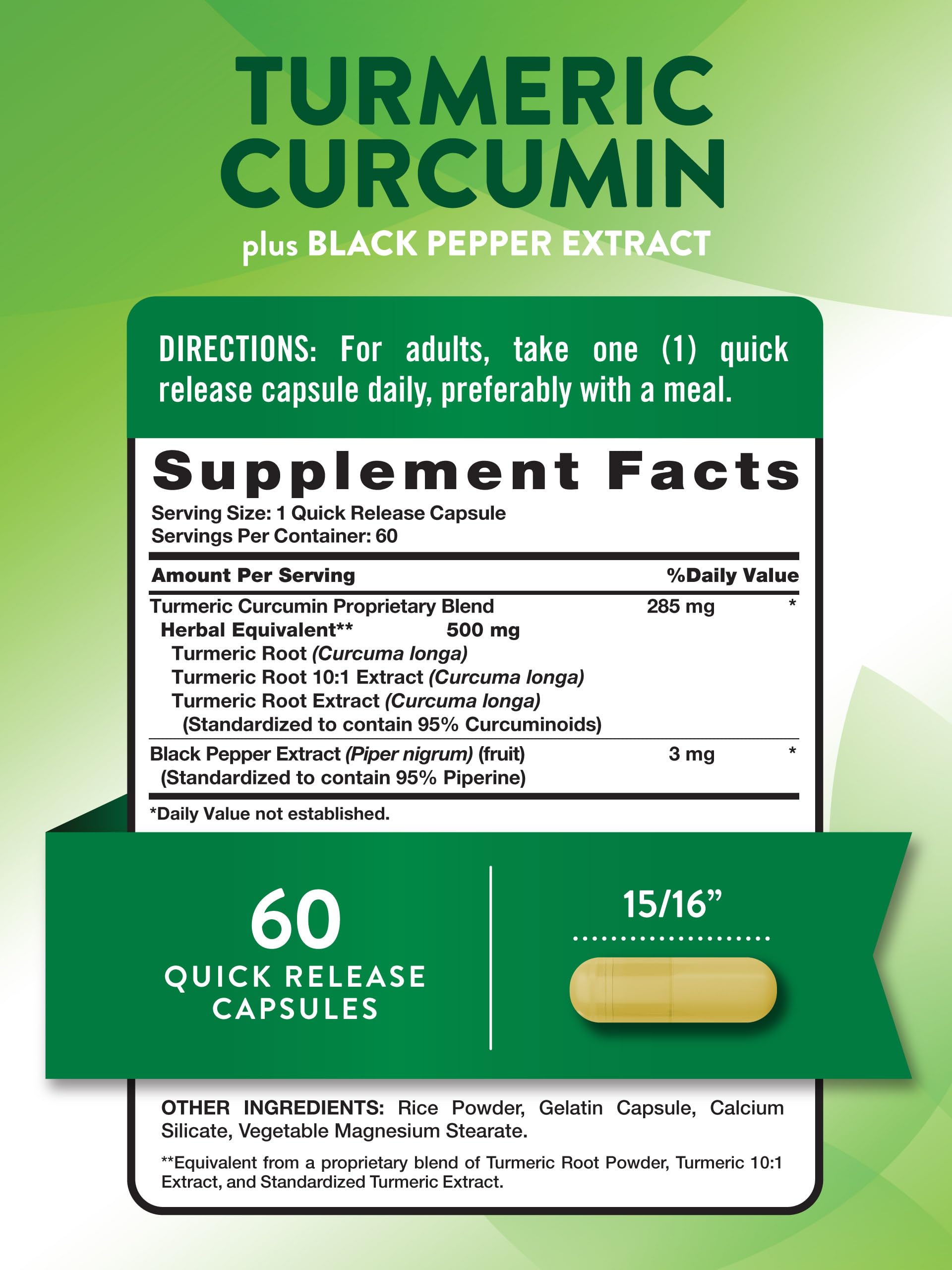 Nature's Truth Curcuminoïdes Curcuma et Poivre Noir, formulation complète.