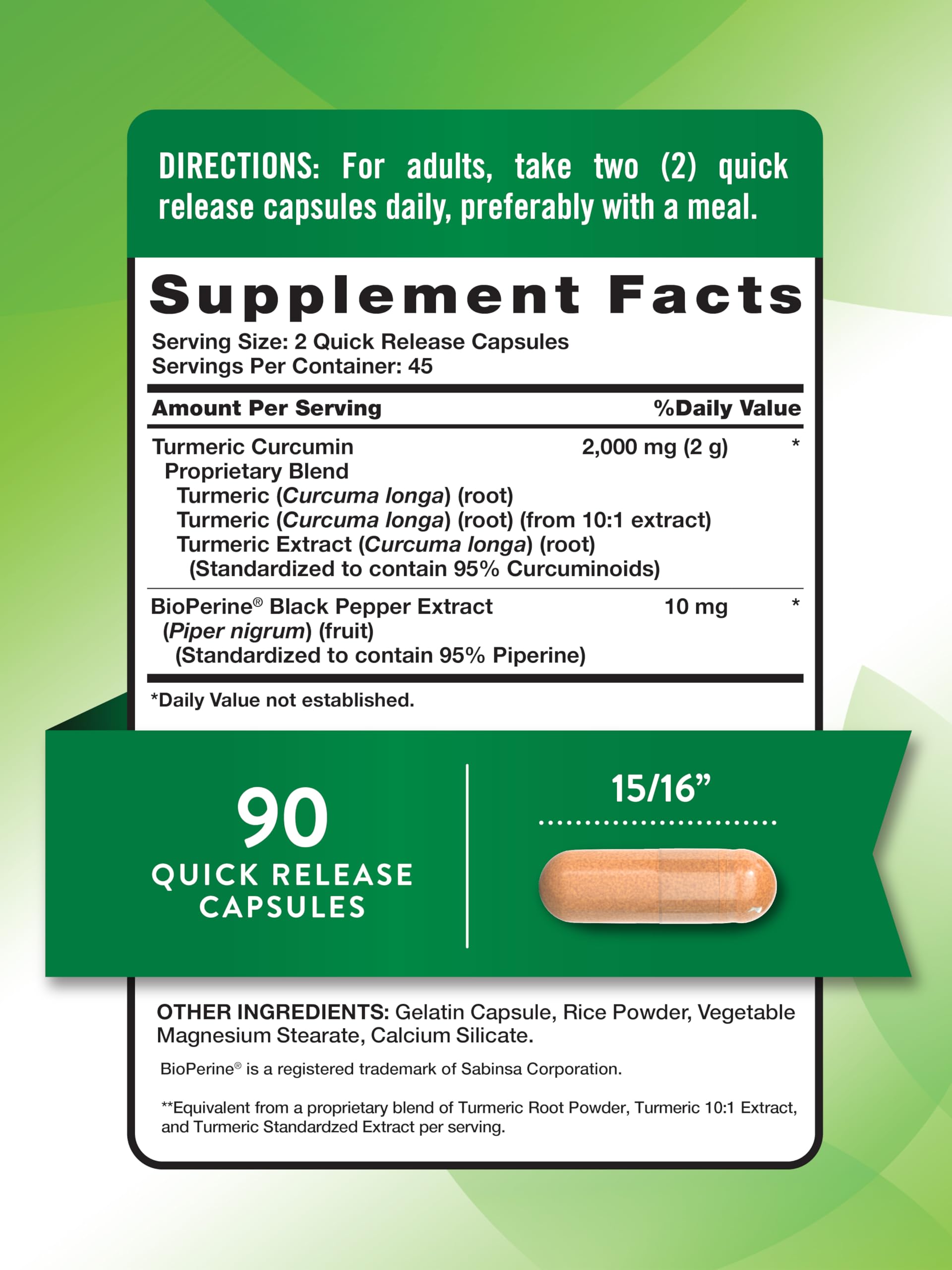 Nature's Truth Curcuminoids 95% – concentration élevée pour la formulation