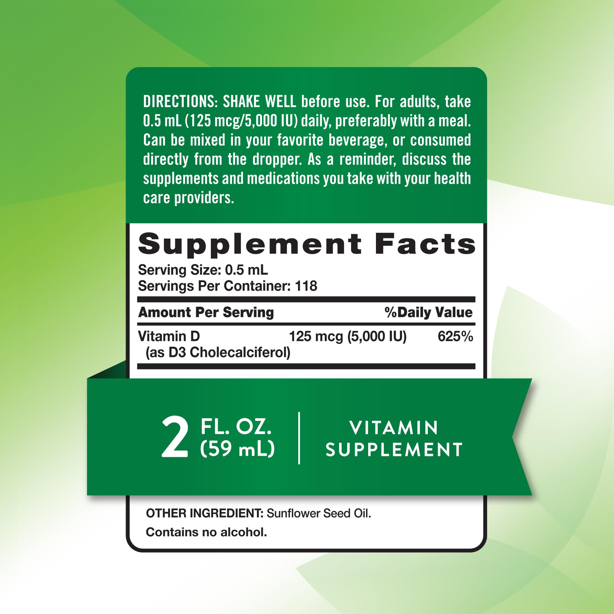 Nature's Truth D3 Liquide gouttes faciles à doser au quotidien