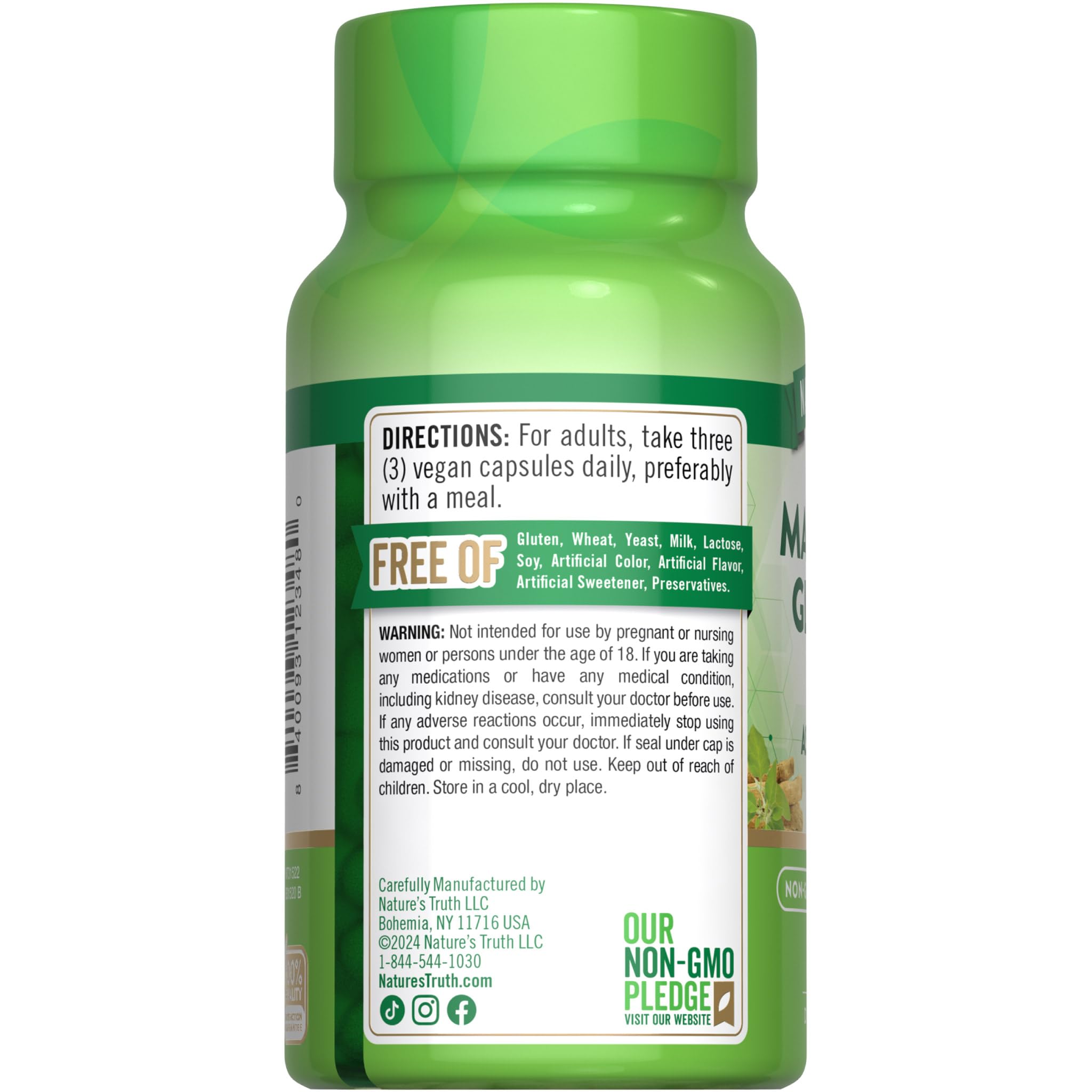 Emballage clair Nature's Truth – informations lisibles
