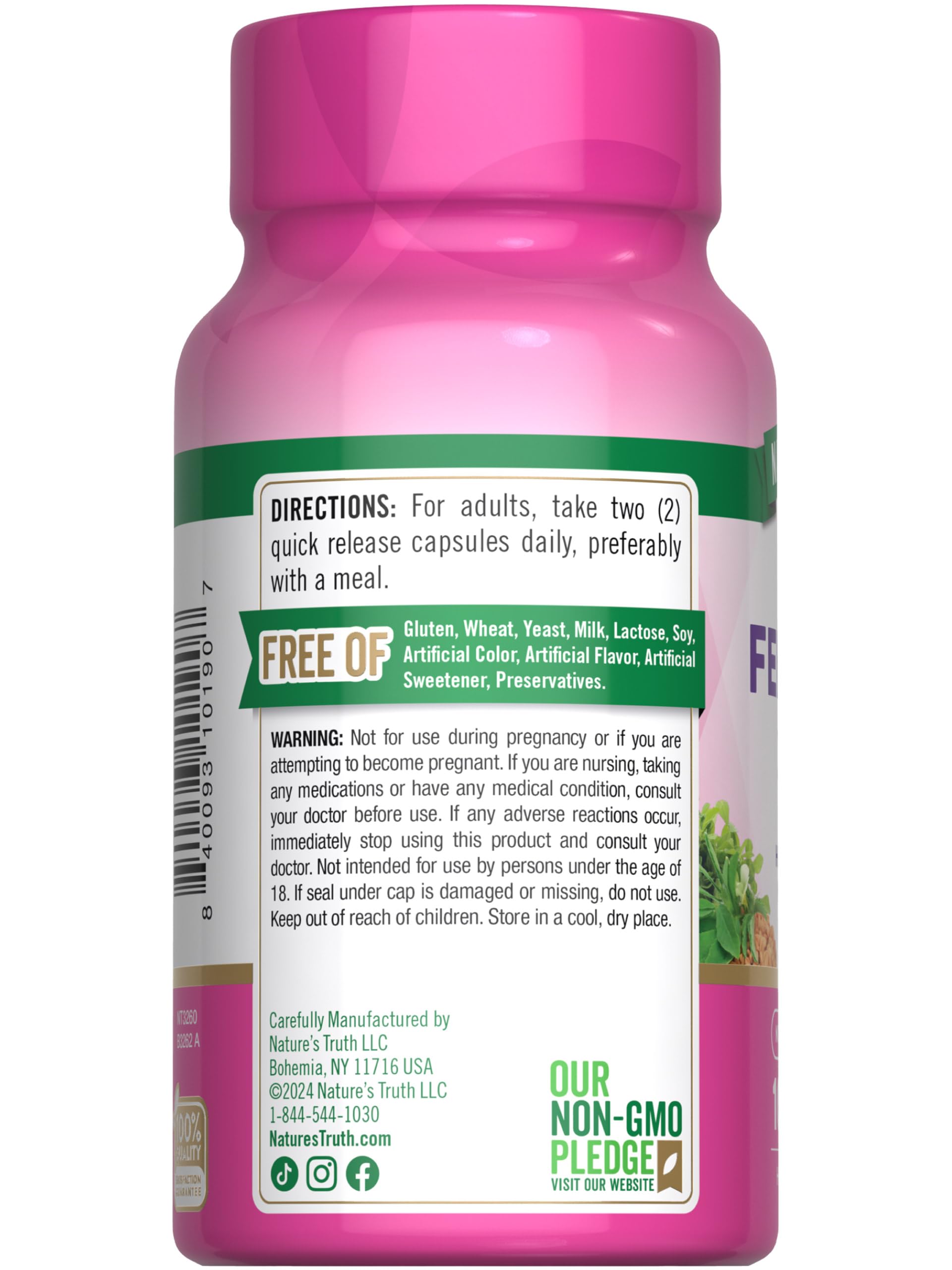 Utilisation féminine Nature's Truth fenugrec quotidien pour le bien-être.