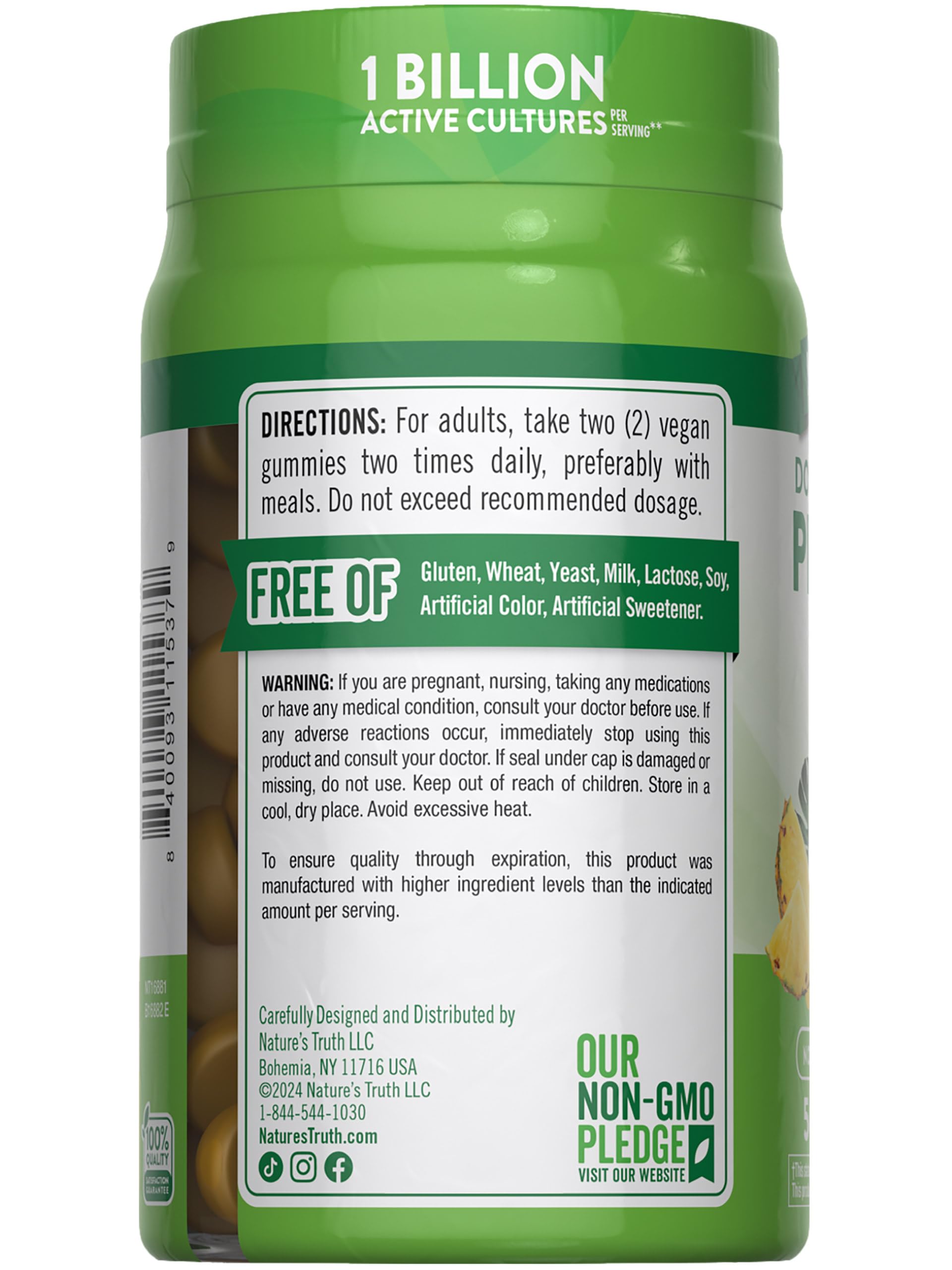 Format pratique Nature's Truth, flacon de 50 bonbons pour routine digestive.