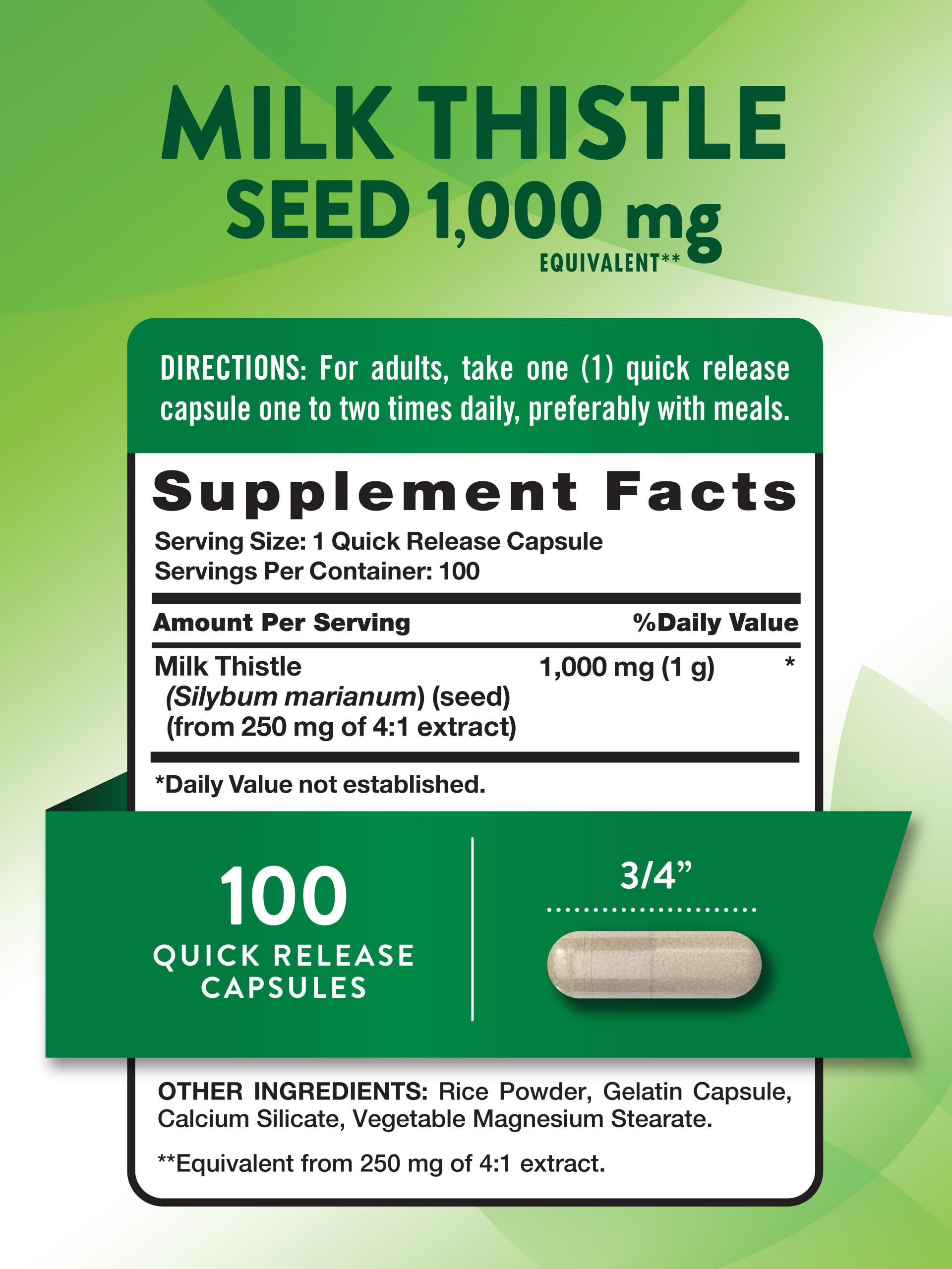 Nature's Truth gélules chardon-marie 1000 mg, libération rapide