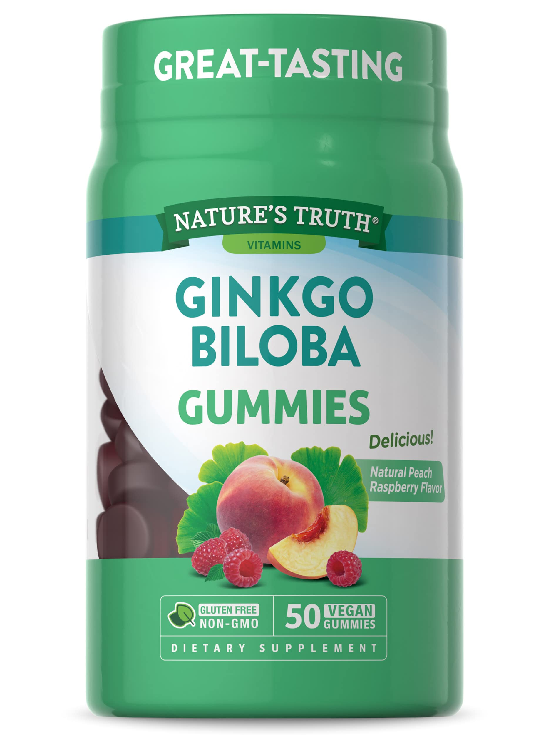 Nature's Truth Ginkgo Biloba gommes: dose équivalente 100 mg par gomme, pratique à emporter.