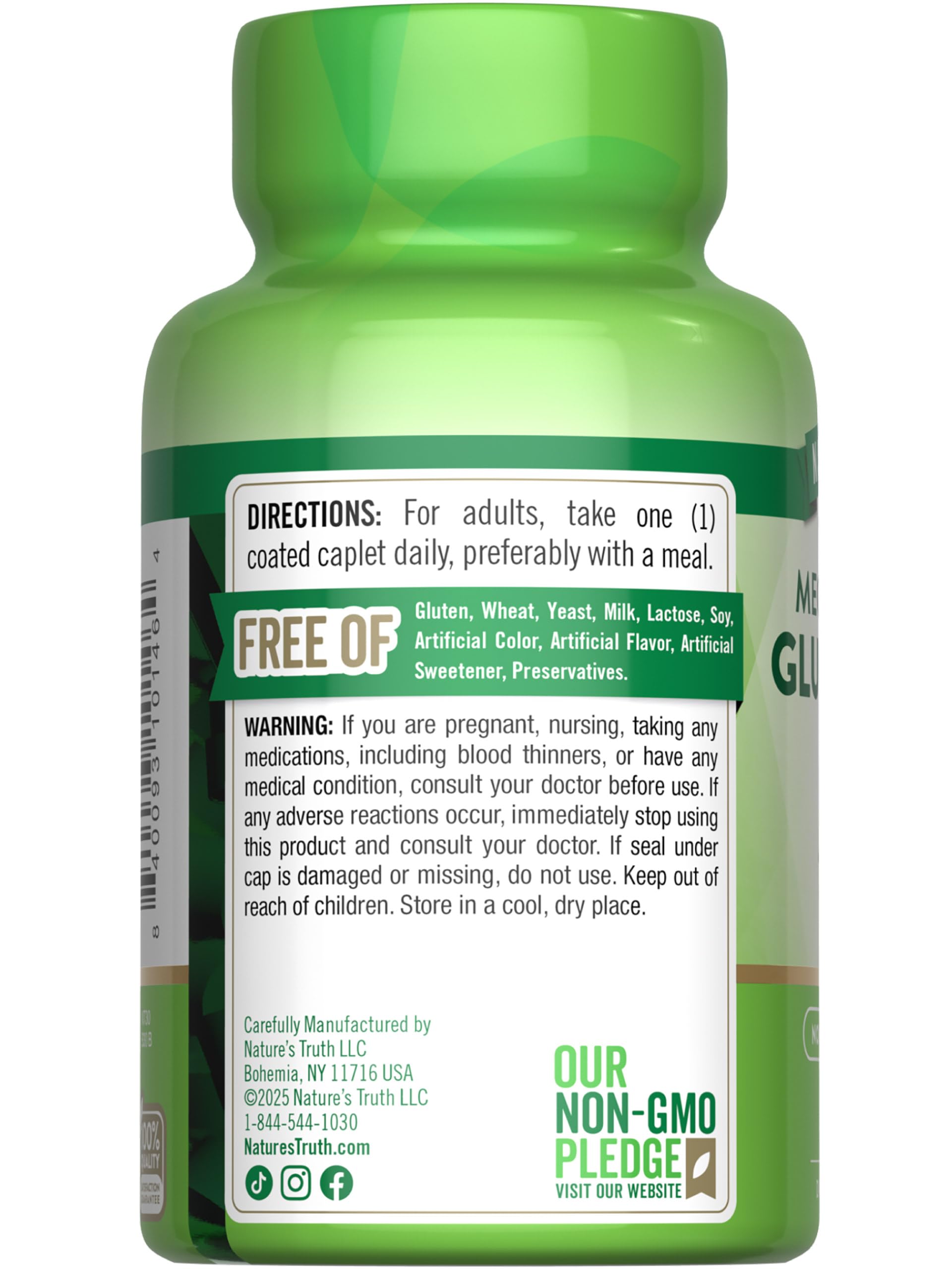 Nature's Truth Glucosamine HCI 1500 mg — sans OGM: formule pure et transparente