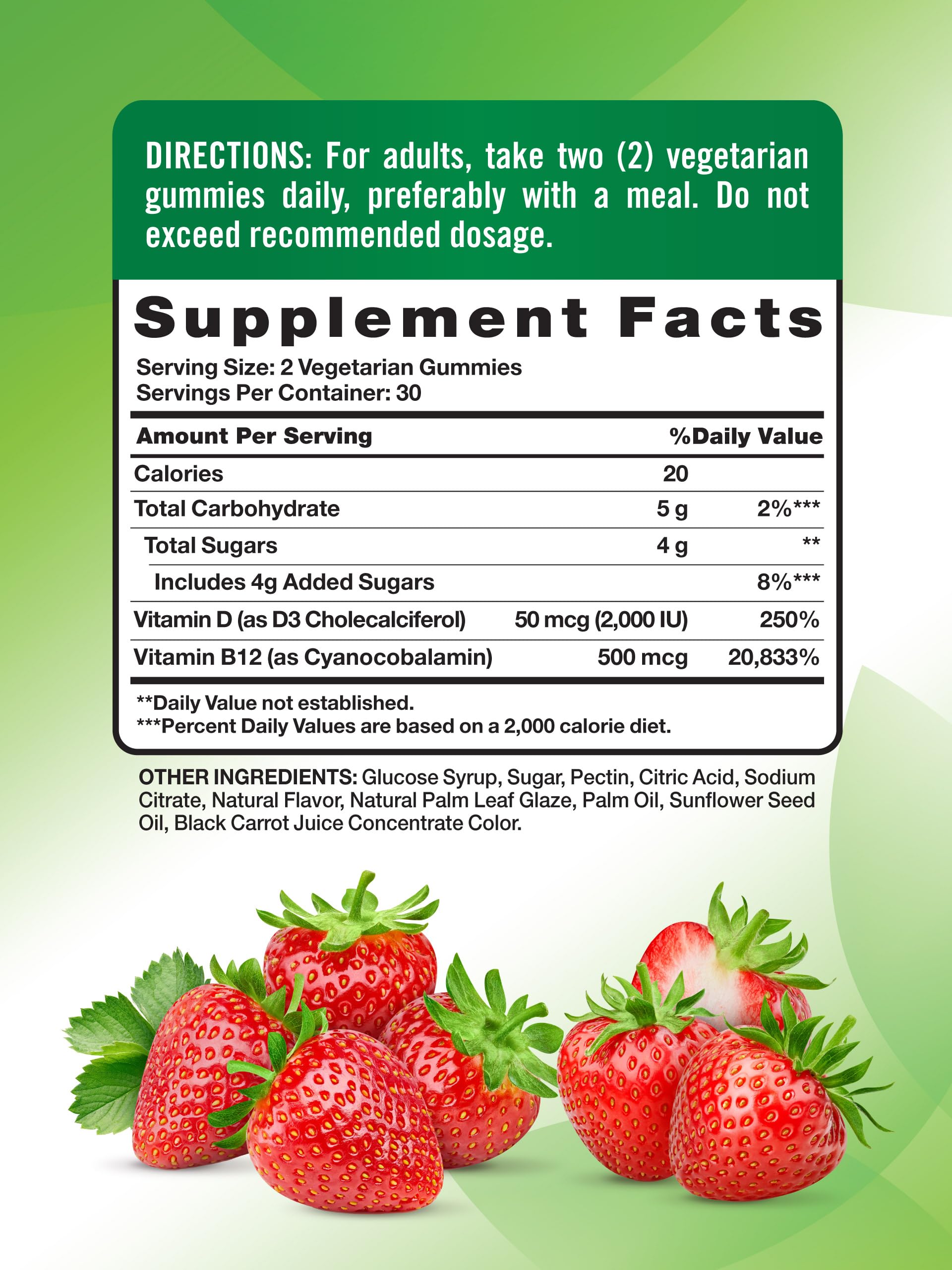 Gommes végétariennes Nature's Truth D3/B12 saveur fraise faciles à mâcher