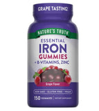 Nature's Truth Gommes Fer Essentiel en flacon, soutien potentiel d'énergie au quotidien.