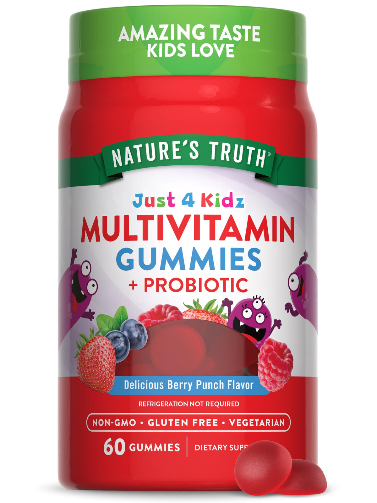 Nature's Truth gommes multivitamines enfants saveur baies, bouteille pour apport quotidien.