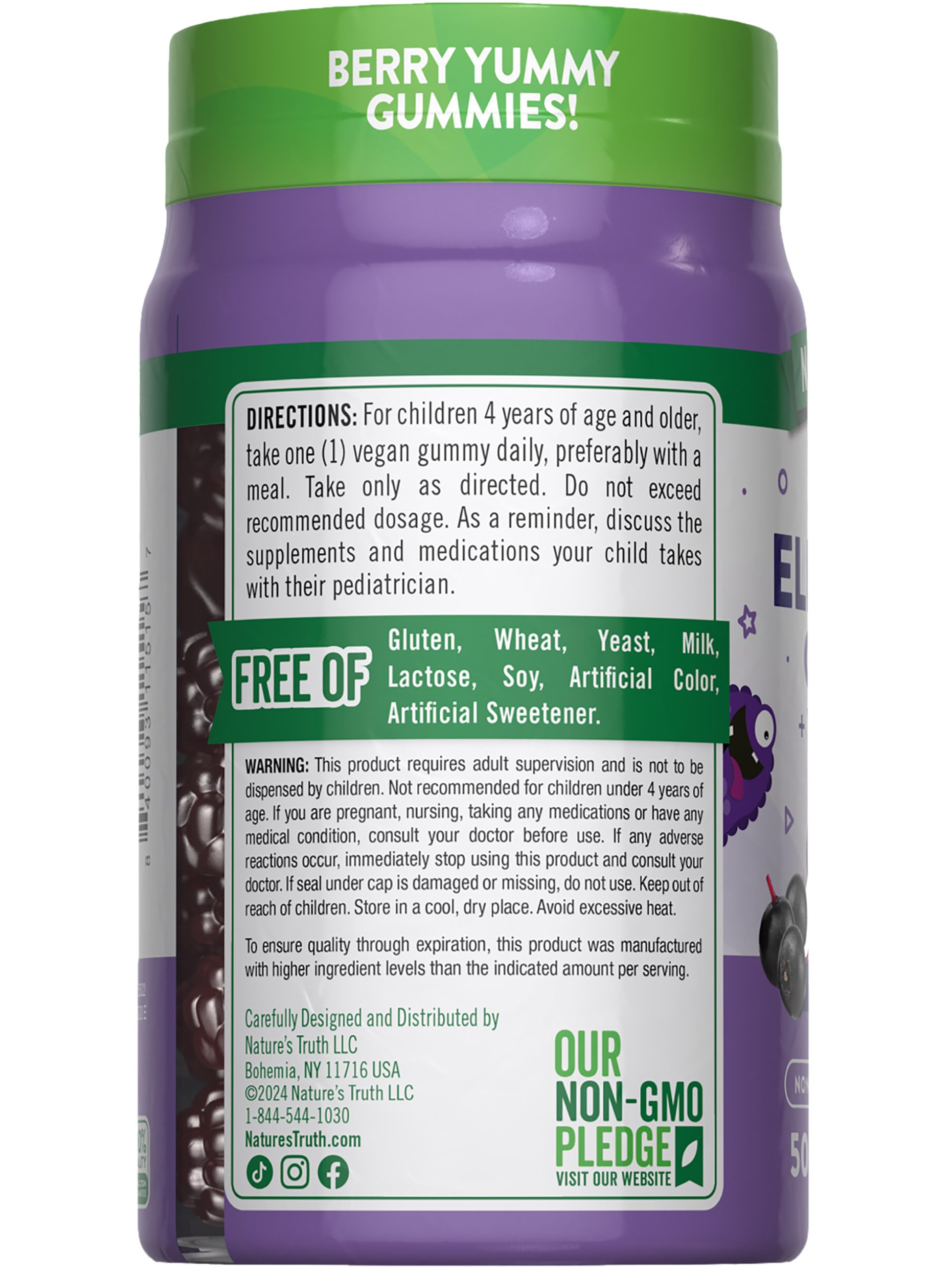 Gommes au sureau Nature's Truth, douceur fruitée pour la routine scolaire.