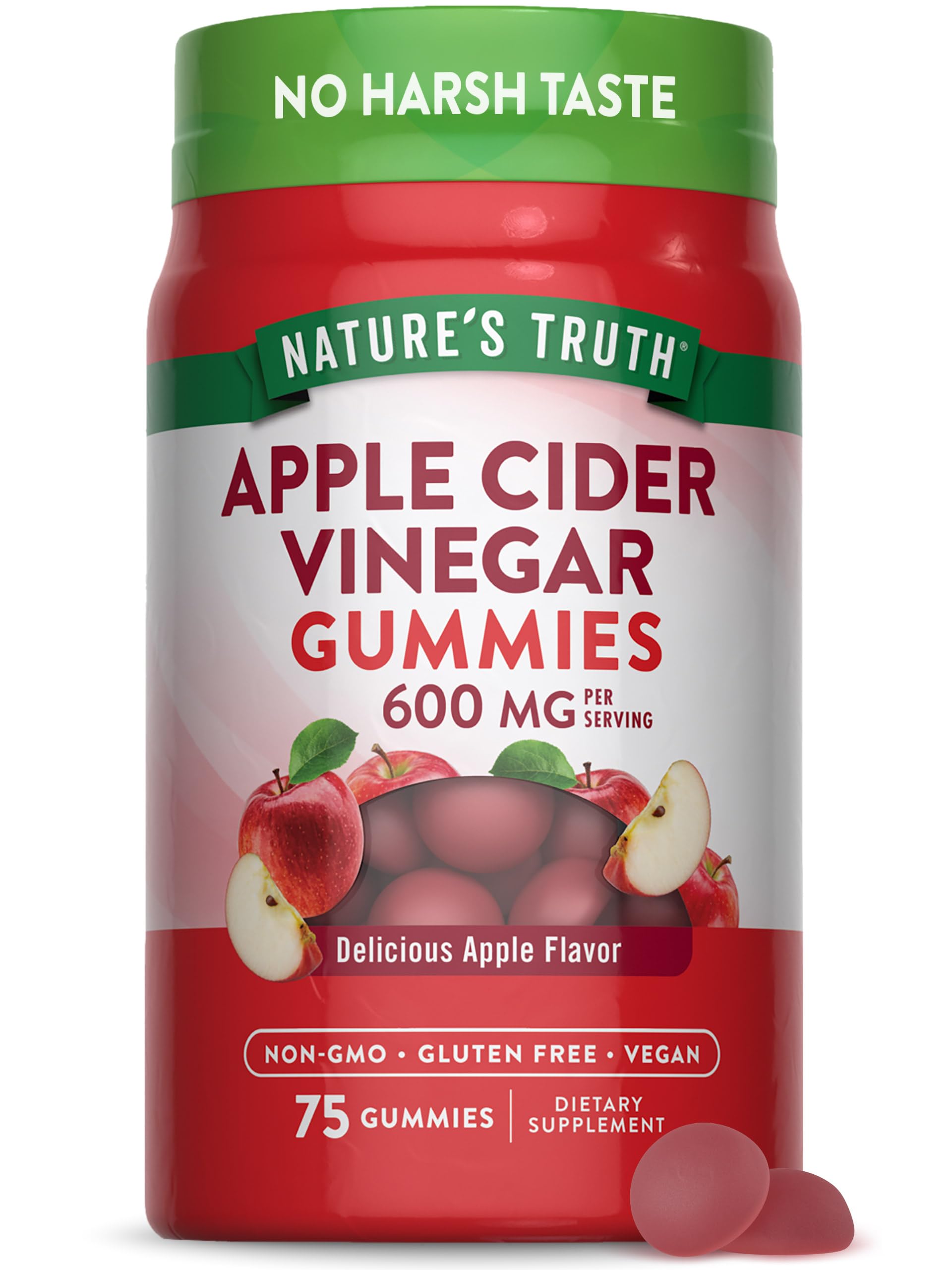 Gommes Nature's Truth au vinaigre de cidre et pomme dans un flacon, routine quotidienne savoureuse.