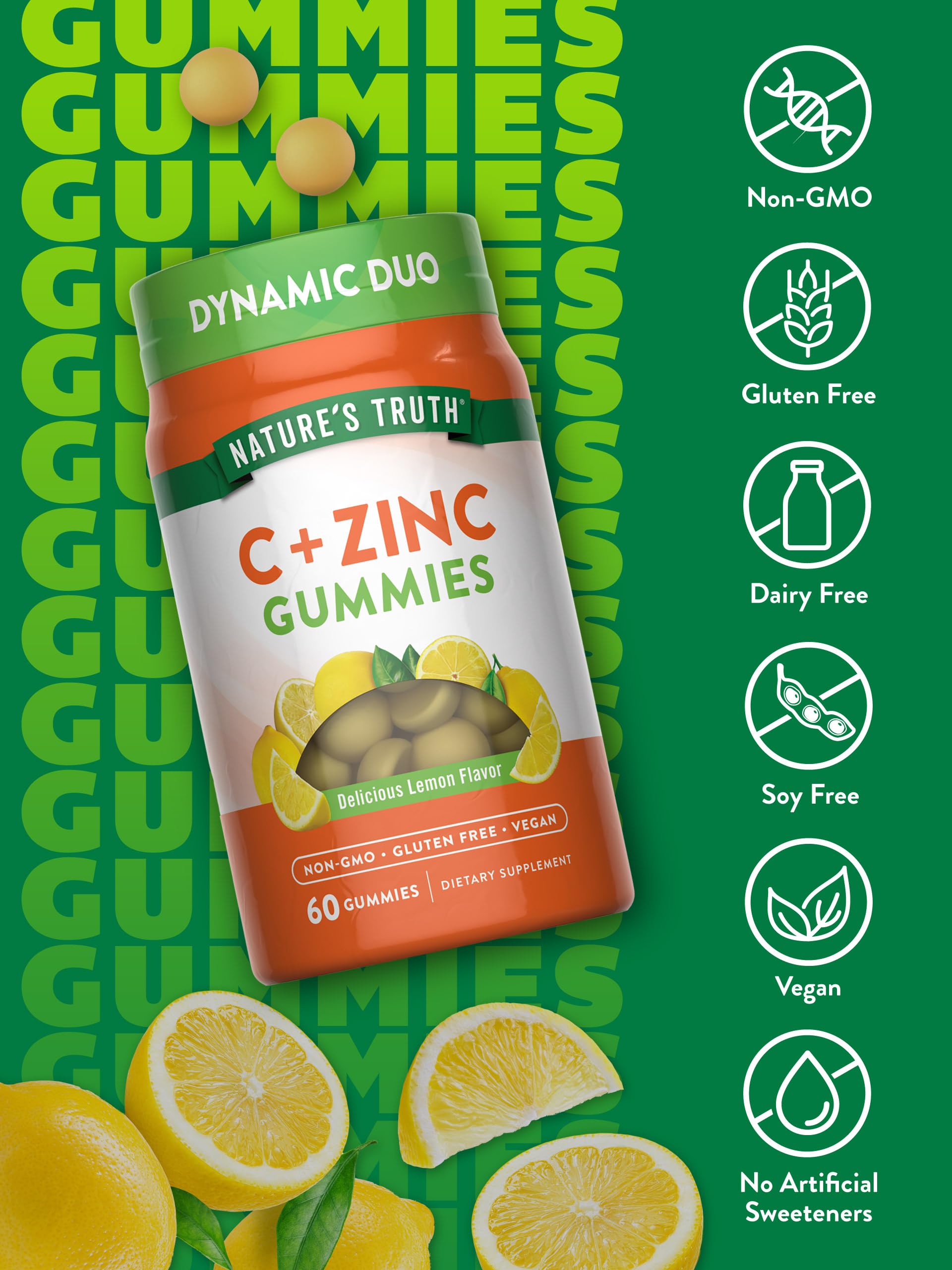 Gommes vitaminées au citron sans gluten et sans OGM pour tous.