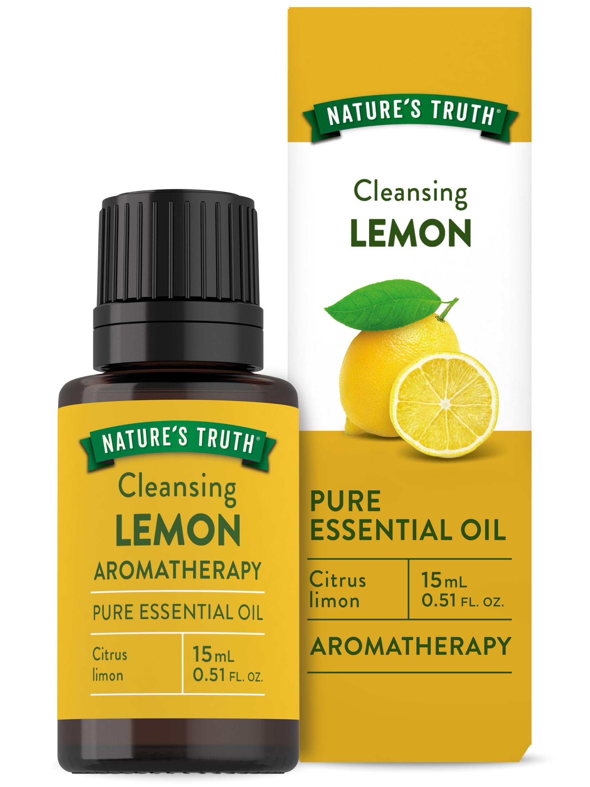 Nature's Truth huile essentielle citron-bouteille-15ml : arôme frais pour diffuseur et aromathérapie.
