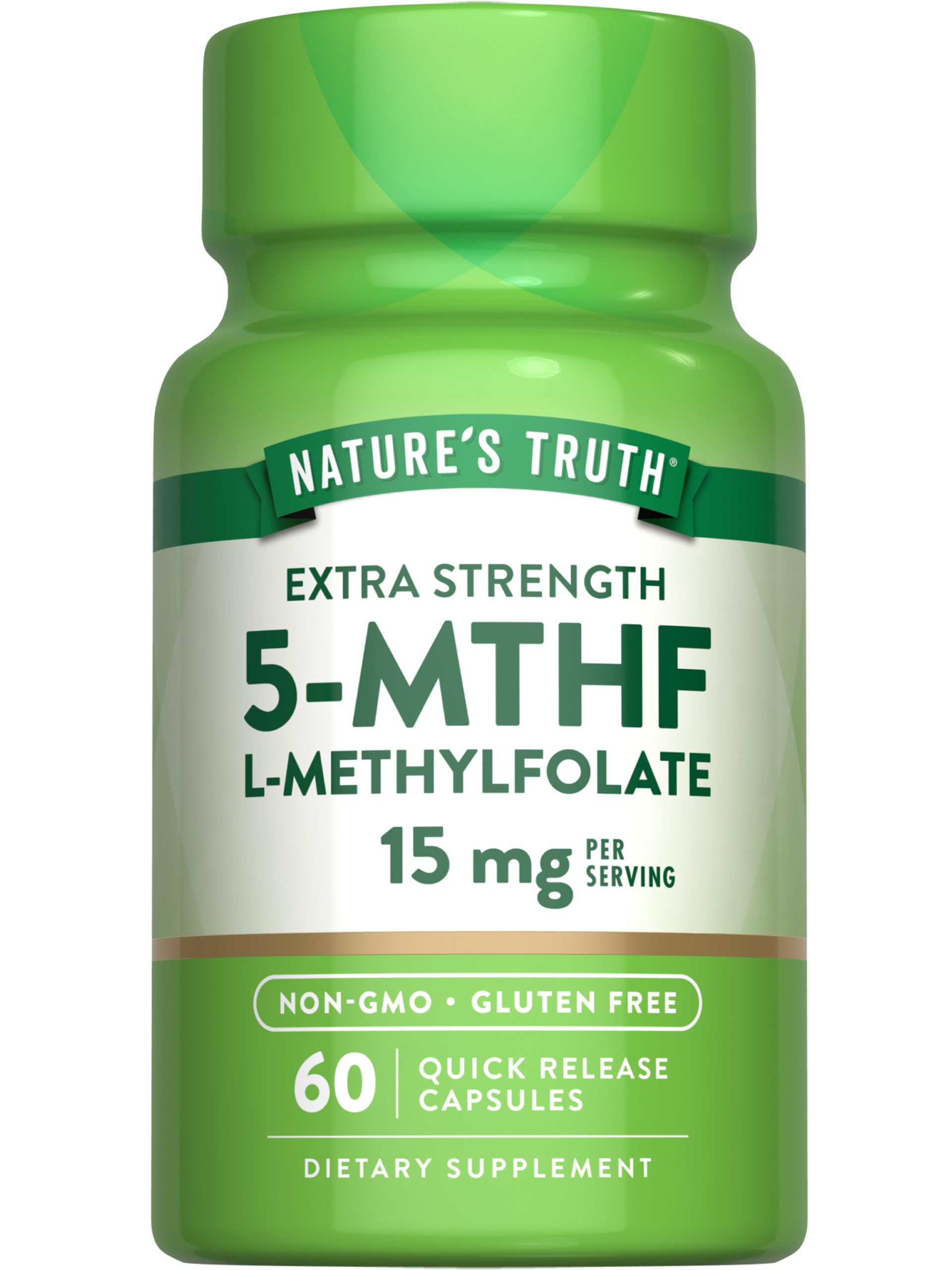 Nature's Truth L-Methylfolate 15 mg, boîte 60 gélules, libération rapide.