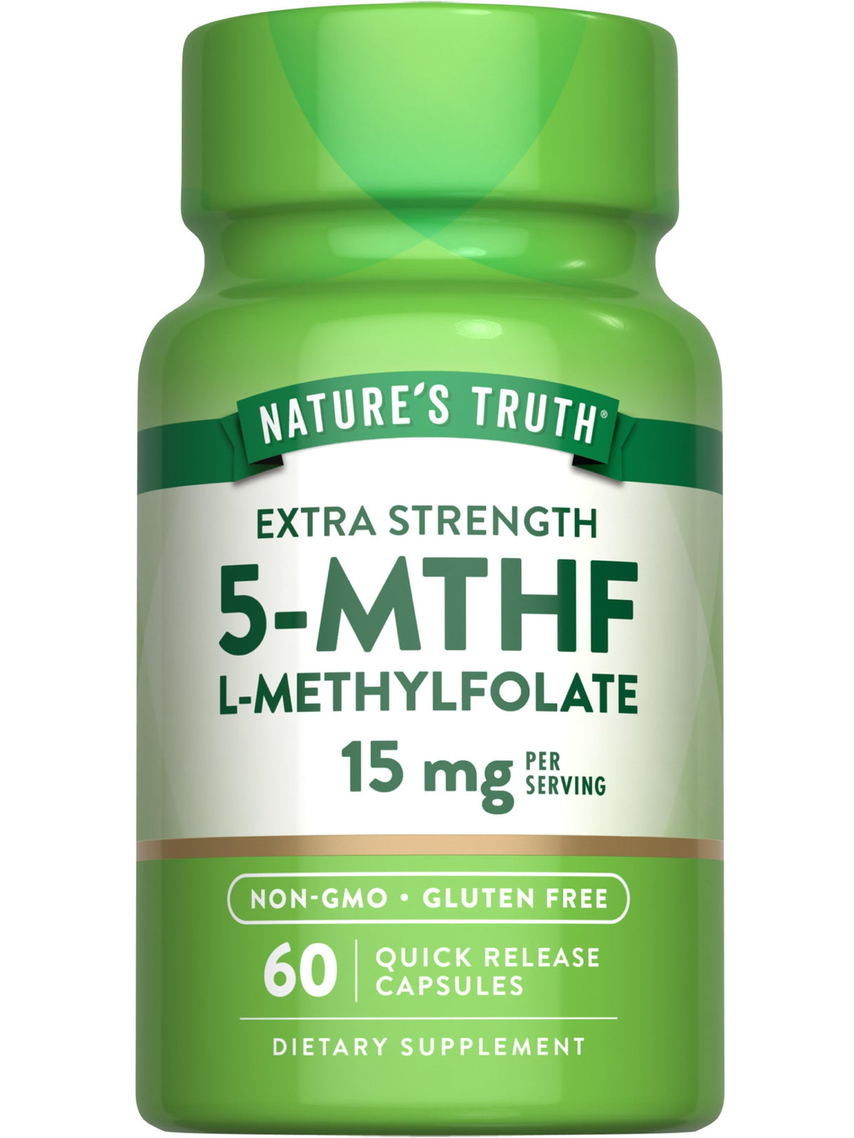 Nature's Truth L-Methylfolate 15 mg, boîte 60 gélules, libération rapide.