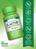 Étiquette claire Nature's Truth L-Methylfolate 15 mg pour référence rapide.