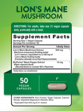 Étiquette Nature's Truth Lions Mane montrant BioPerine pour absorption améliorée.