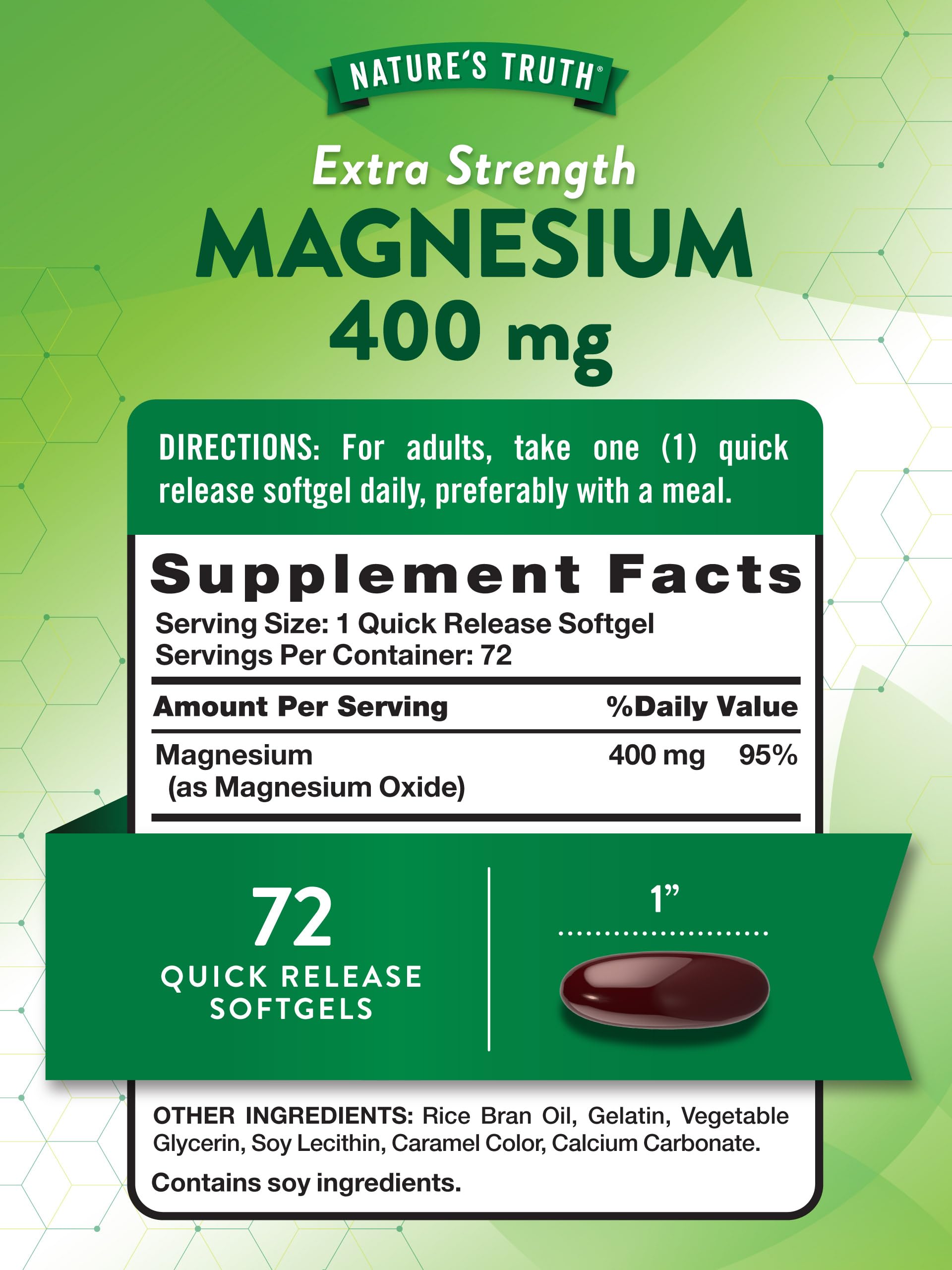 Gélules molles Nature's Truth Magnésium 400 mg pour un apport quotidien