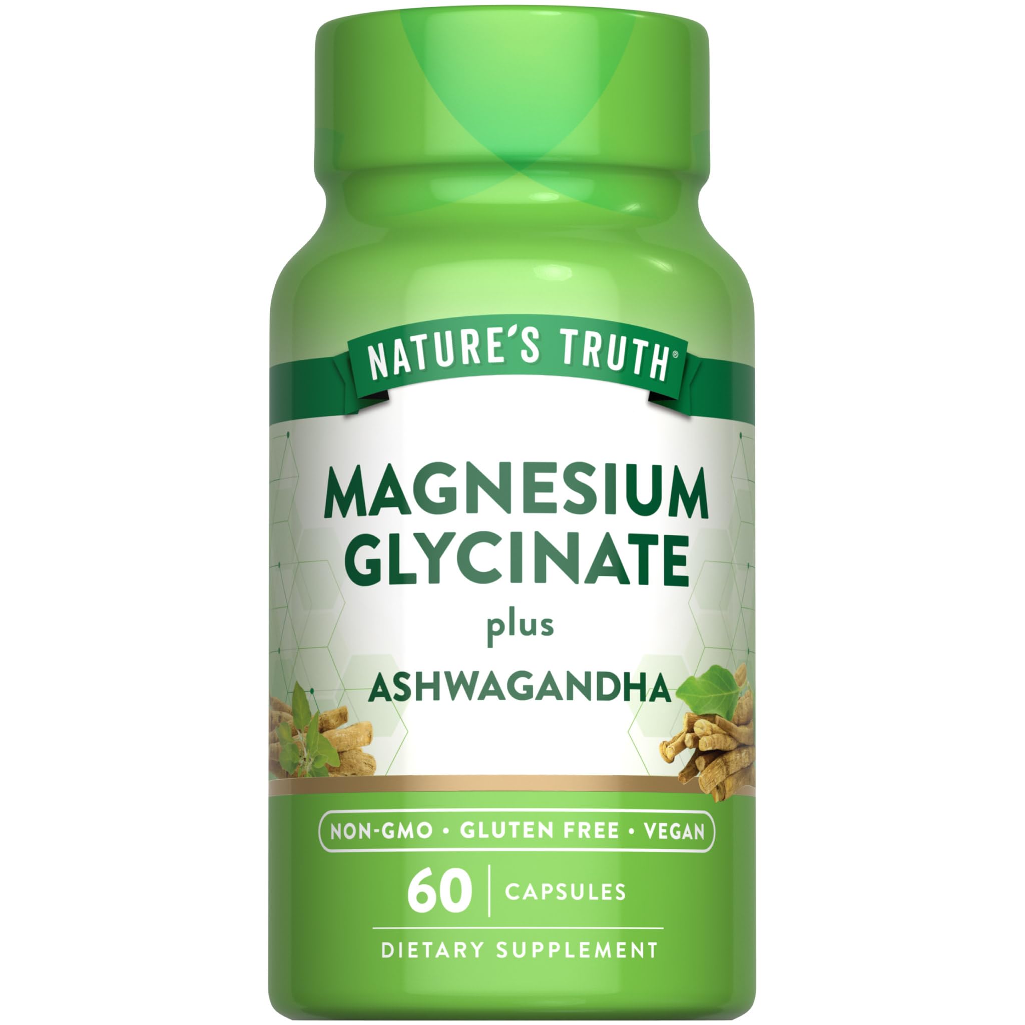 Nature's Truth – capsules magnésium glycinate Ashwagandha, faciles à avaler