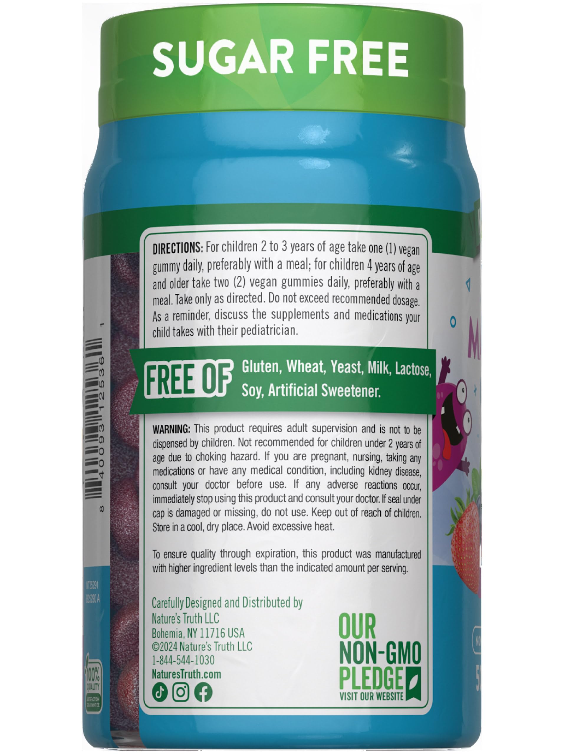Gommes magnésium Nature's Truth pour enfants vegan sans gluten sans OGM