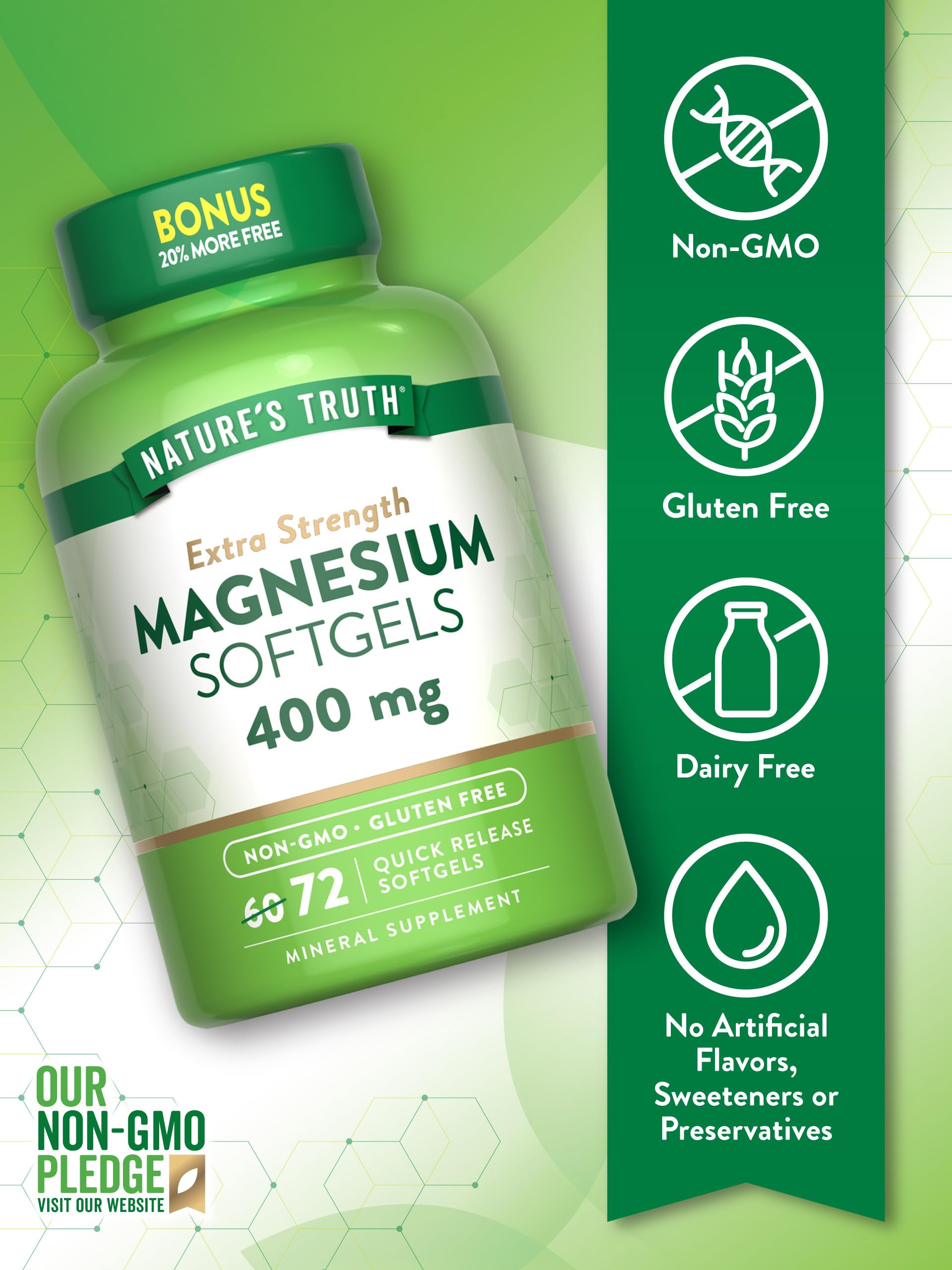 Flacon Nature's Truth Magnésium 400 mg et gélules à haute teneur
