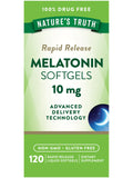 Nature's Truth Mélatonine 10 mg – bouteille et gélules libération rapide.