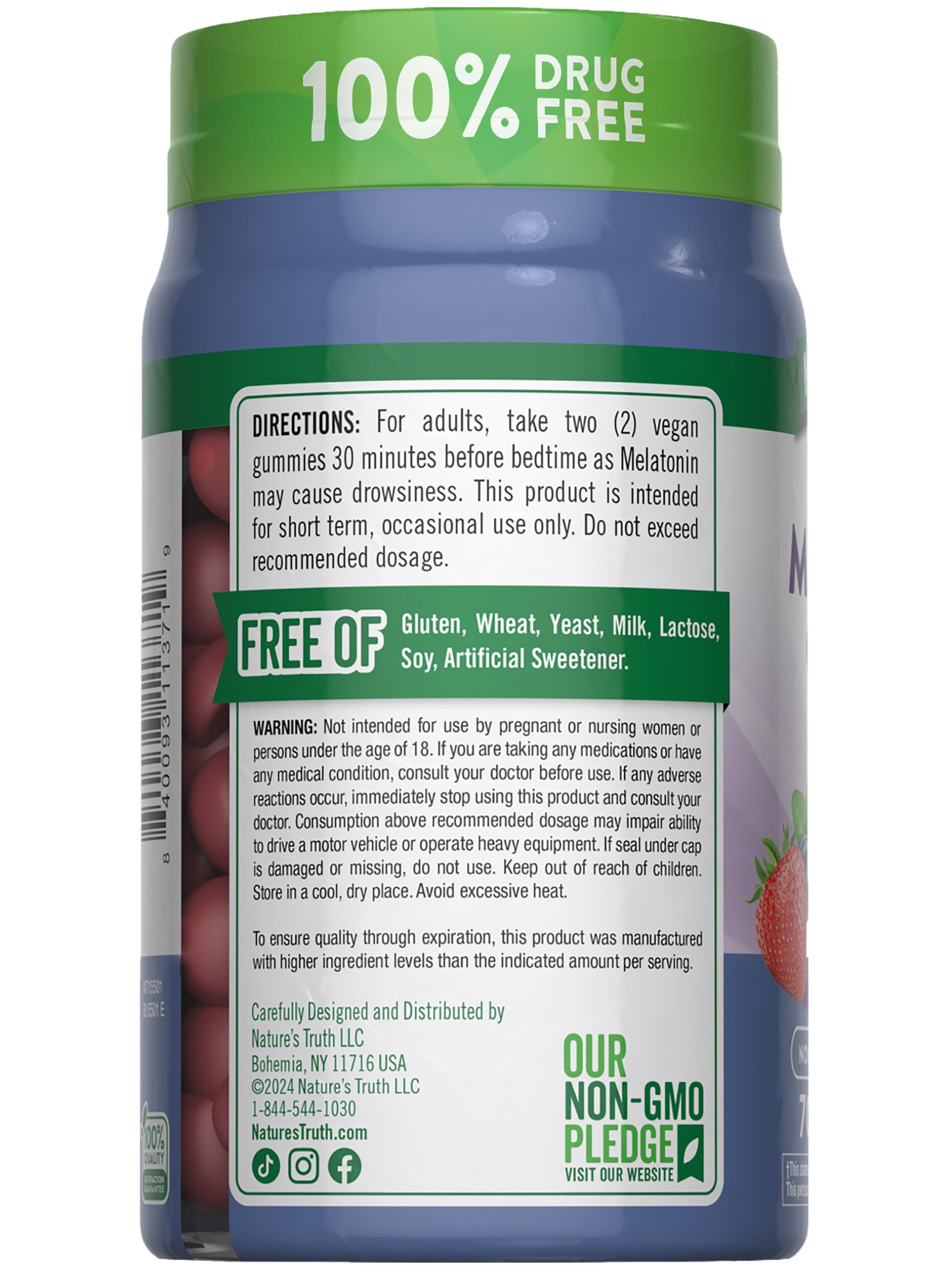 Gommes sans OGM Nature's Truth, format 70 pièces pour routine nocturne.